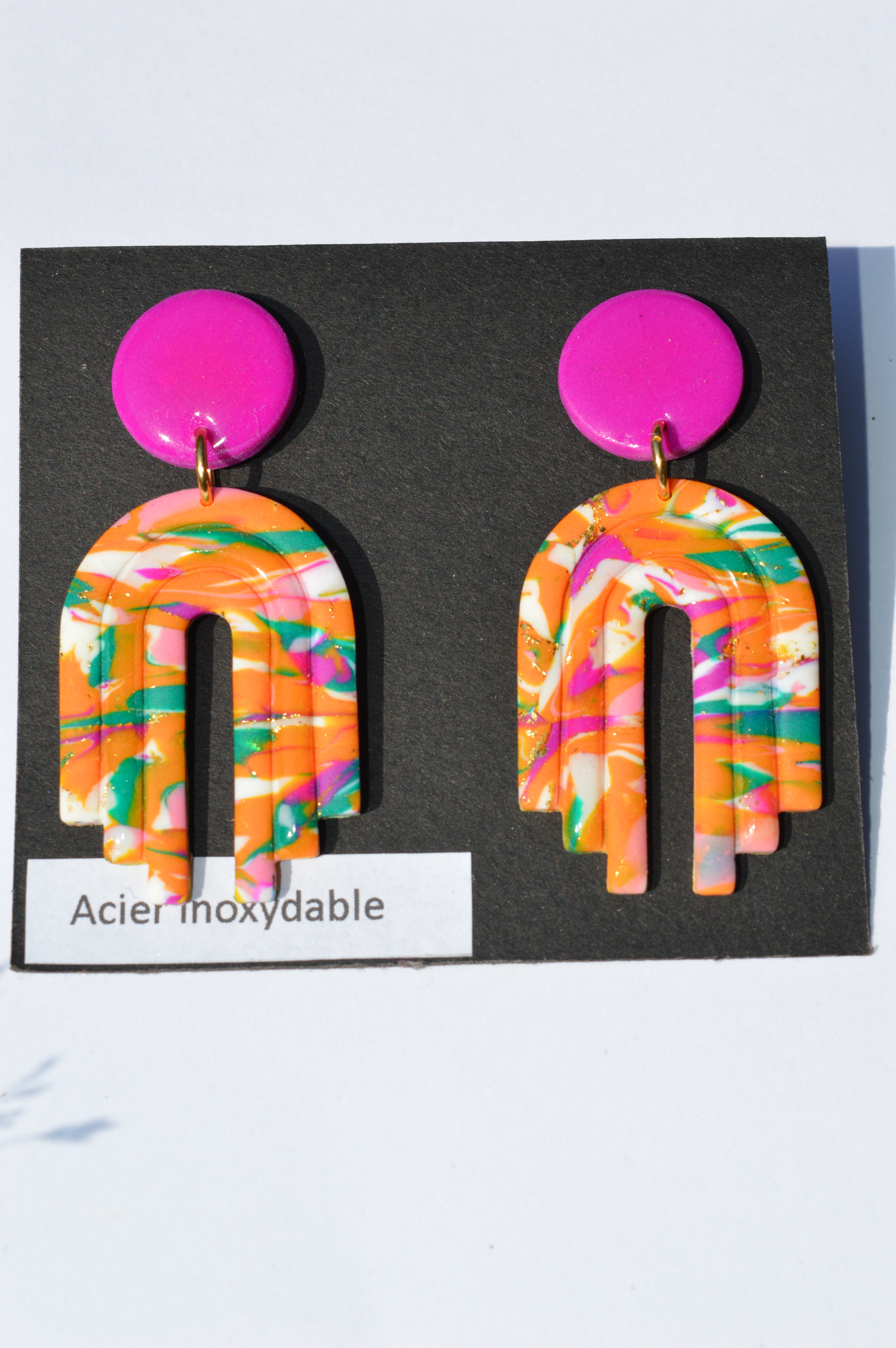 Boucles d'oreilles Ginette aux tons orangés