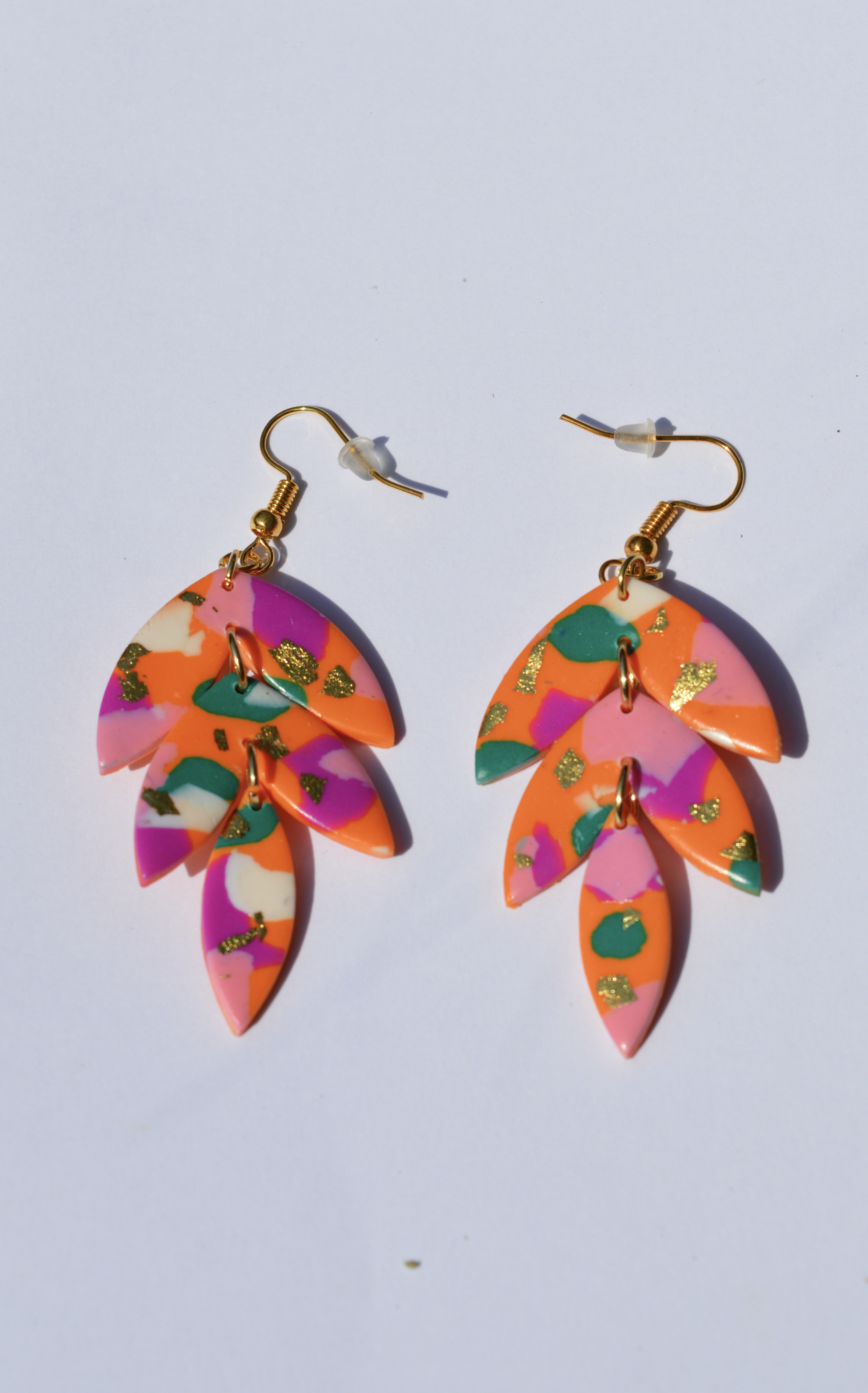 Boucles d'oreilles Paulette tons orangés