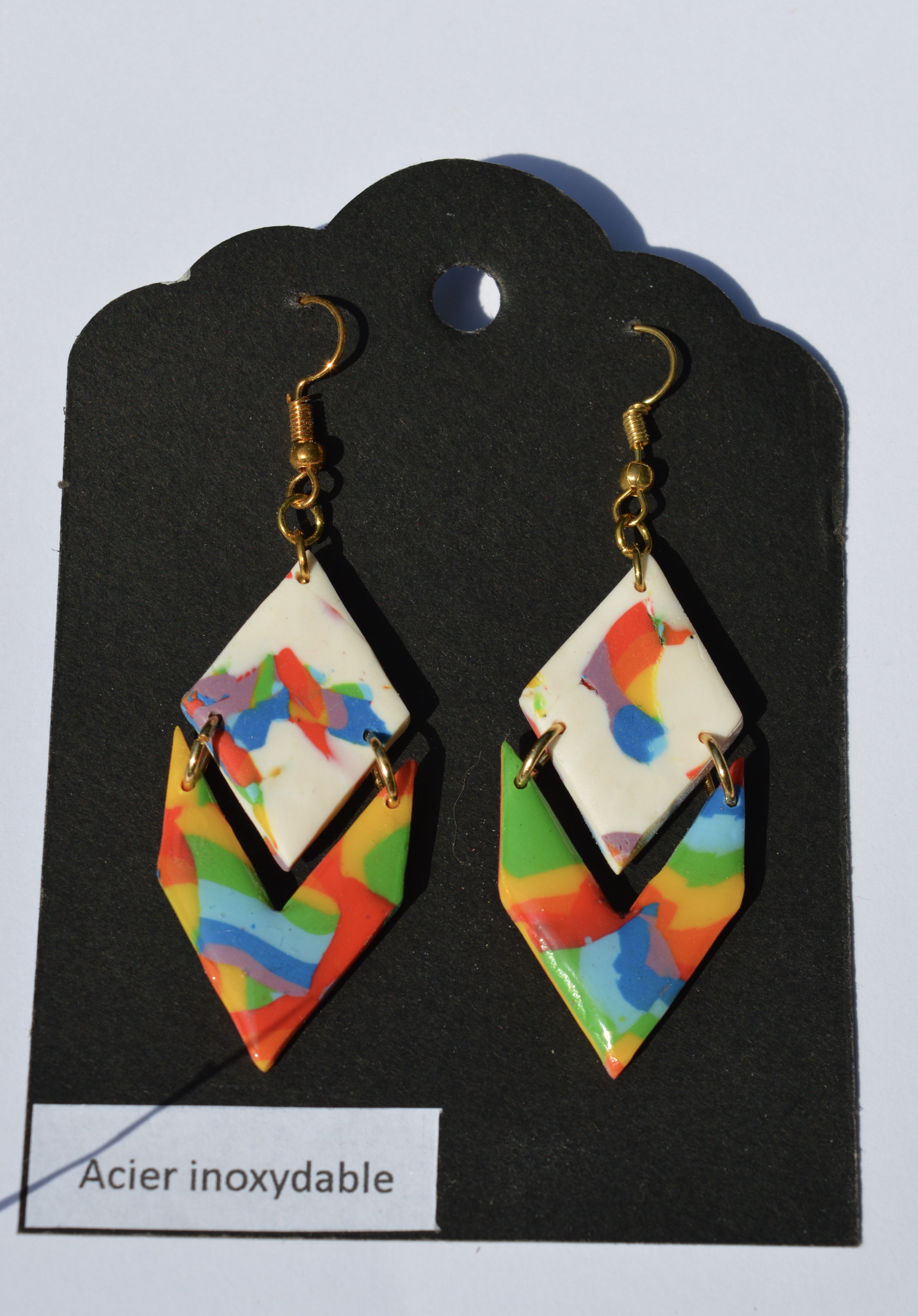 Boucles d'oreilles Lucette arc-en-ciel