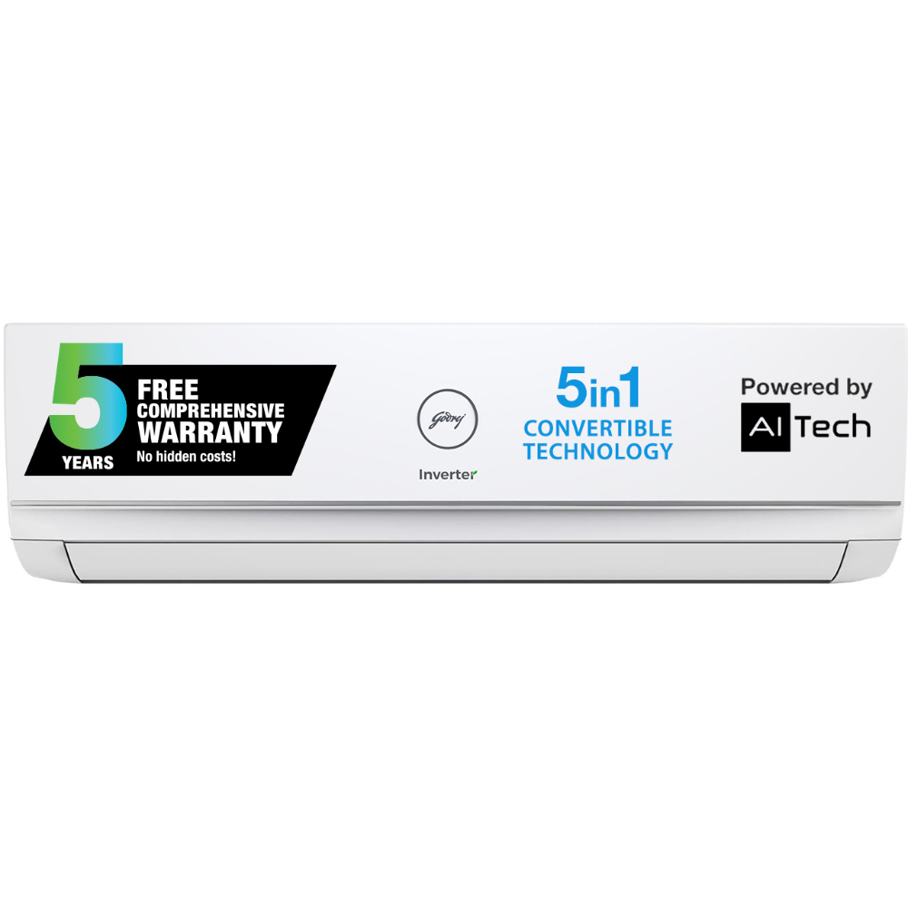 Godrej 5-In-1 Convertible Cooling 2024 Model 1.5 Ton 3 Star Split Inverter Heavy Duty Cooling at Extreme Temperature AC - White  (DSS 18PI3R32 WWP, Copper Condenser)