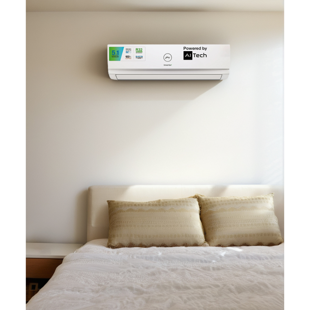 Godrej 5-In-1 Convertible Cooling 2024 Model 1.5 Ton 3 Star Split Inverter Heavy Duty Cooling at Extreme Temperature AC - White  (DSS 18PI3R32 WWP, Copper Condenser)