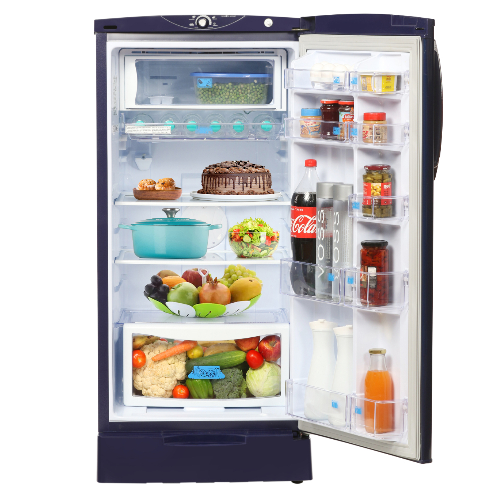 Godrej Edge 180 Litres 1 Star Direct Cool Single Door Refrigerator, Berry Blue, Rd Edge 205A THF BR BL, Non Base drawer model