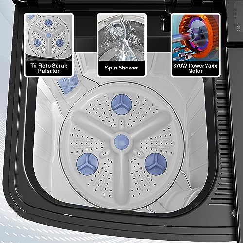 Godrej EDGE ULTIMA 8 Kg 5 star Semi-Automatic Top Loading Washing Machine (WSEDGE ULTS 80 5.0 DB2M CSGR, Crystal Grey, Stainless Steel Wash and Spin Drum)