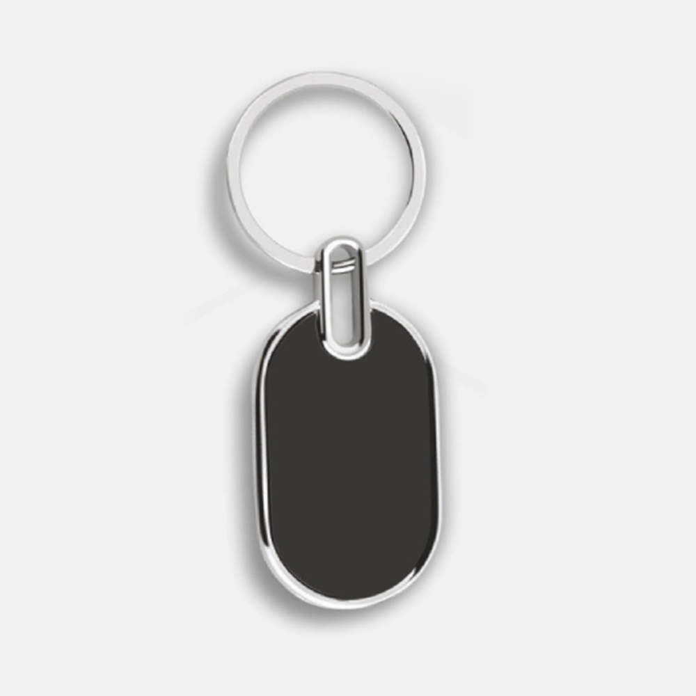 Sleek Black Ovel-Shape Keychain