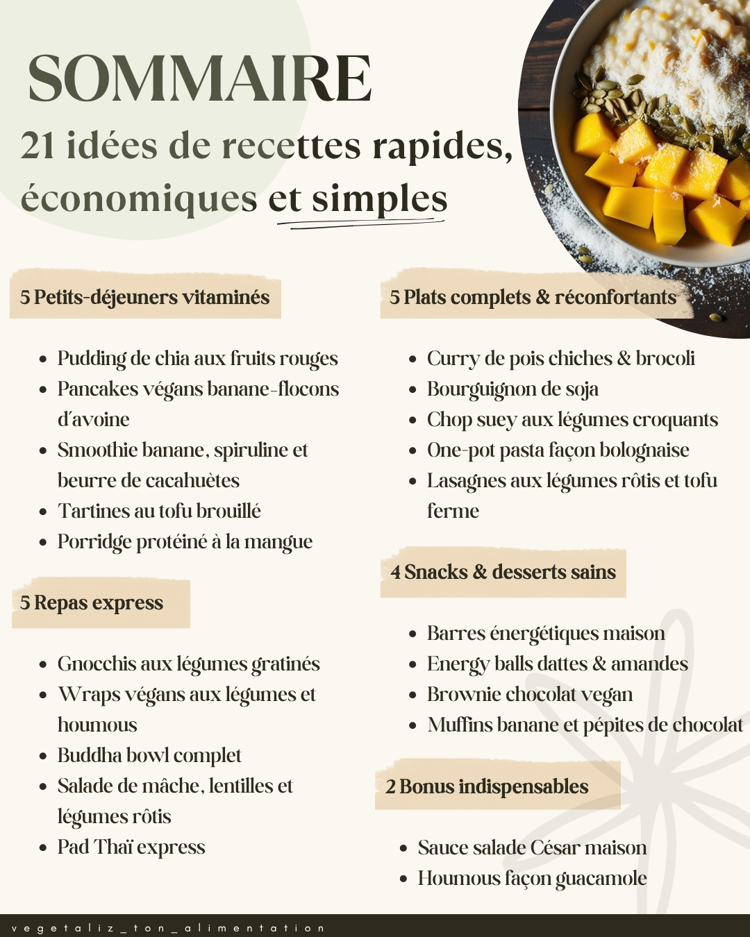 E-book - 21 Fiches Recettes Végétales ! 