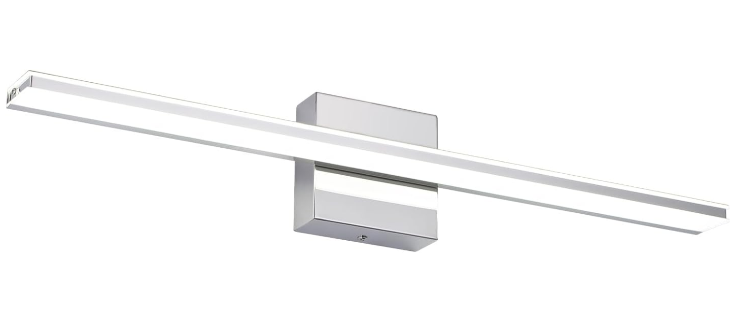 Chrome Bathroom Light Fixtures 24 Inch Bathroom Wall Light IP44 14W Vanity Light Bar Modern LED Lights for Bathroom Rectangle Bathroom Lamps Over Mirror Acrylic Bathroom Sink Lights