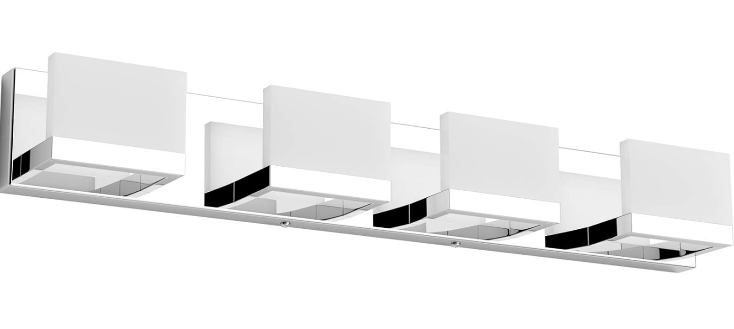 4 Lights LED Modern Vanity Light Chrome Bathroom Lighting Fixture Up and Down Bathroom Wall Light Over Mirror(White Light 6000K)