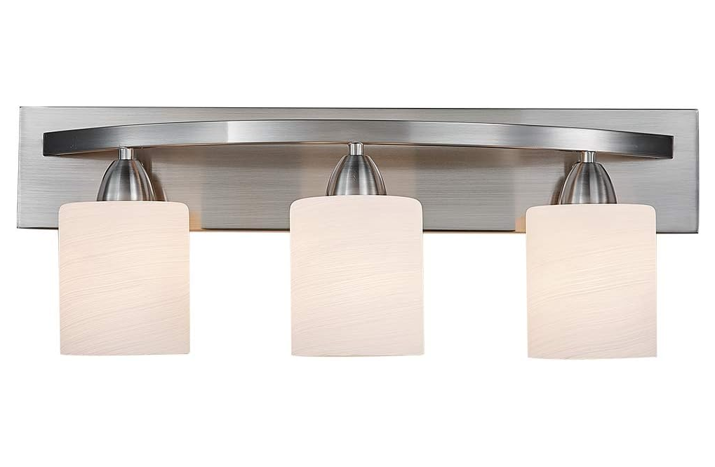 Bathroom Vanity Light, Sand Nickel Wall Mounted Vanity Lighting Fixture for Bathroom with Milky White Glass Shade, Modern Bathroom Lights Over Mirror