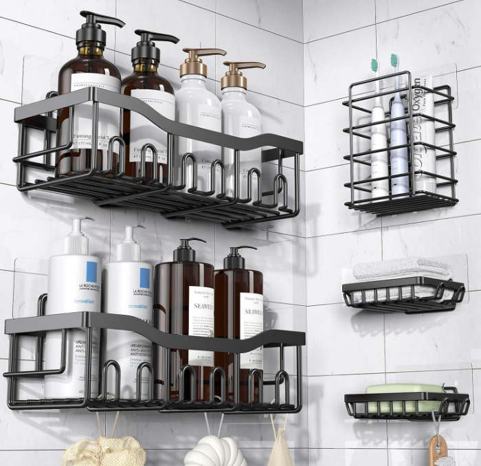 Shower Caddy, 5 Pack Rustproof Stainless Steel Bath Organizers With Large Capacity, No Drilling Shelves for Bathroom Storage & Home Decor