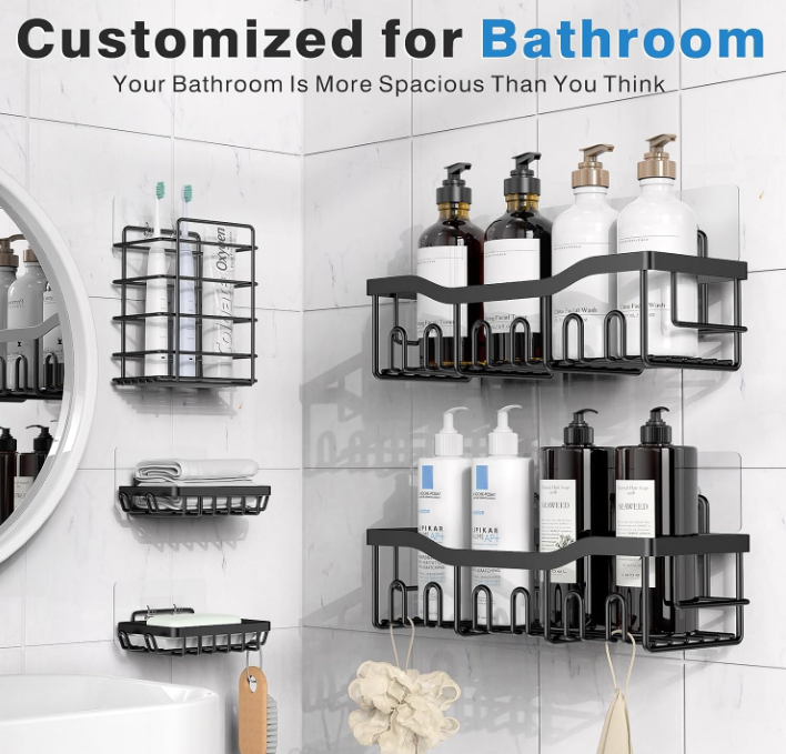 Shower Caddy, 5 Pack Rustproof Stainless Steel Bath Organizers With Large Capacity, No Drilling Shelves for Bathroom Storage & Home Decor