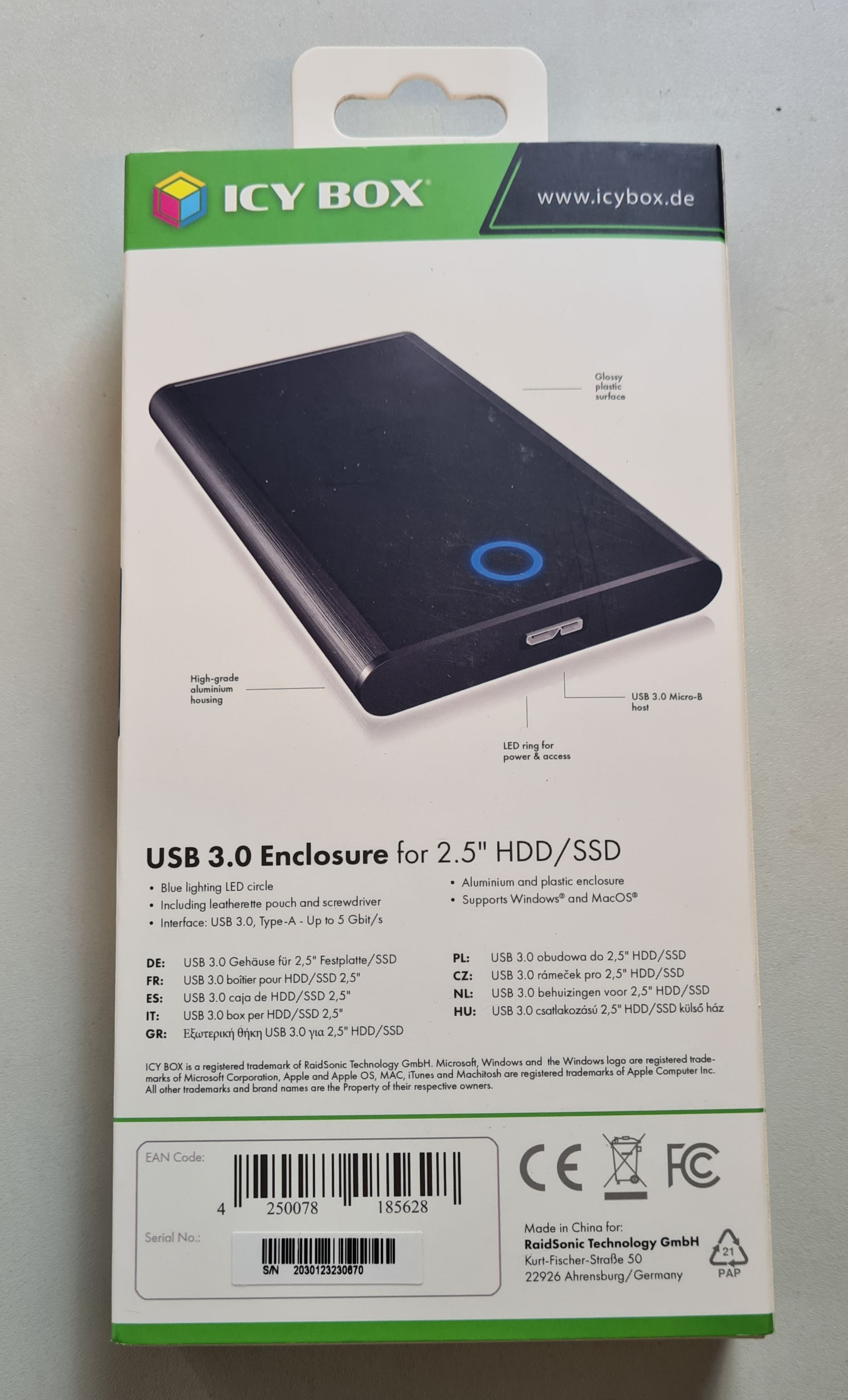 Gehäuse IcyBox USB 3.0 2,5" SATA3 HDD/SSD