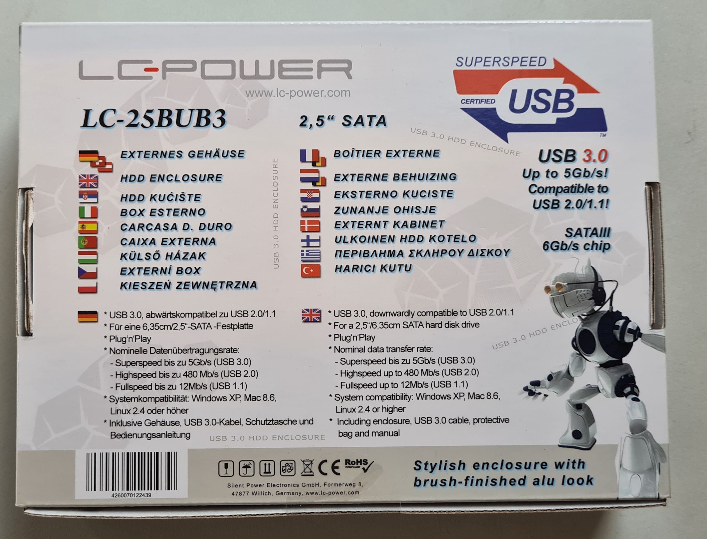 Gehäuse LC-Power 6.3cm (2,5") SATA>USB3.0 LC-25BUB3