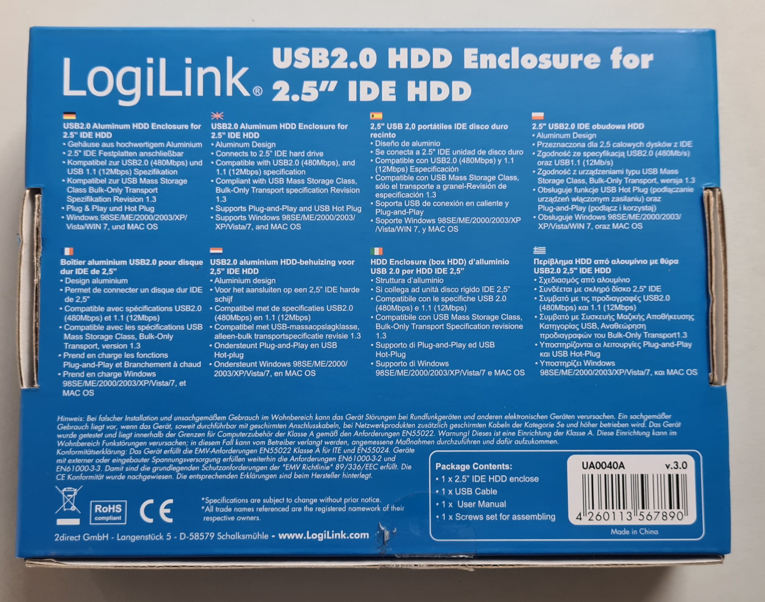 Gehäuse LogiLink 6.3cm (2,5") IDE>USB 2.0