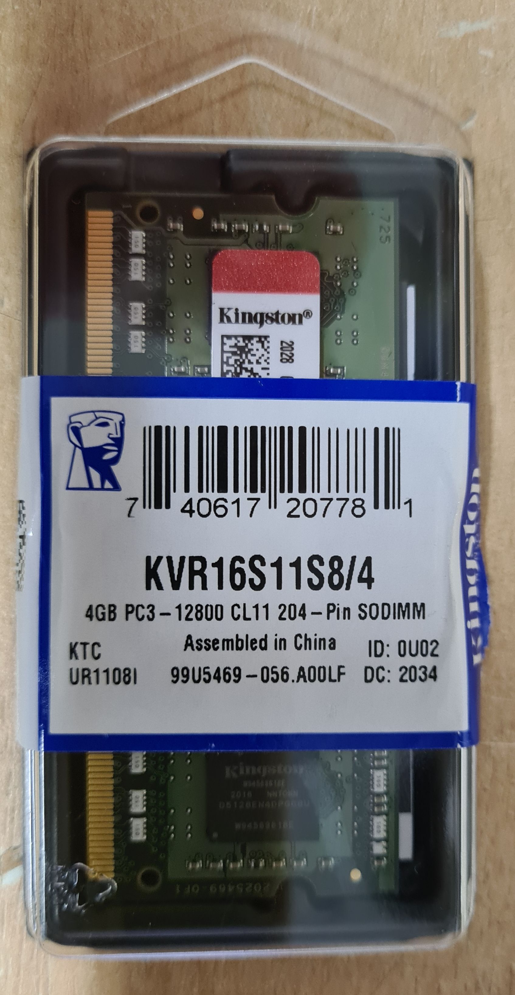 Arbeitsspeicher RAM SO DDR3 4GB PC3-12800 CL11 Kingston