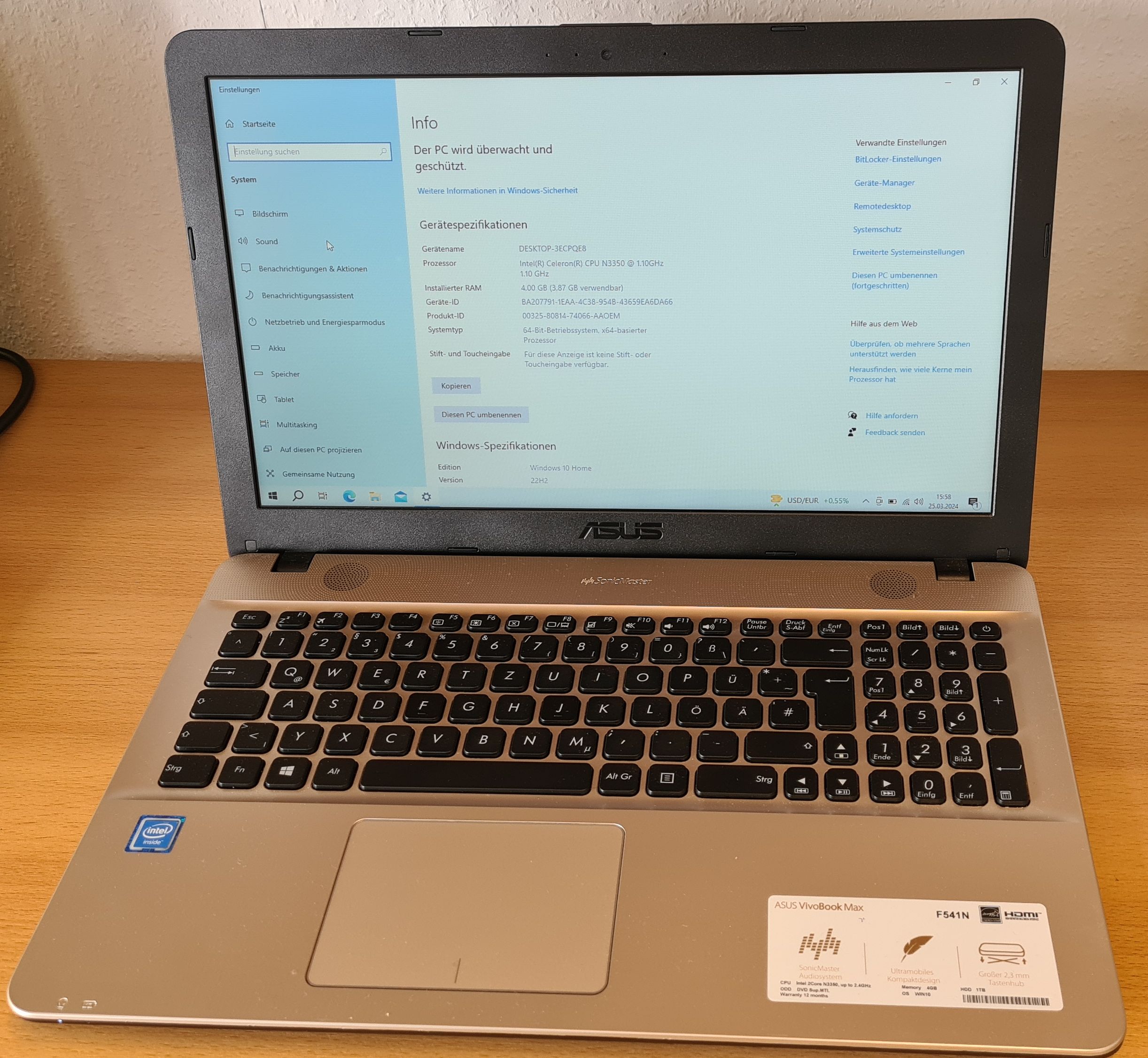 Notebook ASUS VivaBook Max F541N