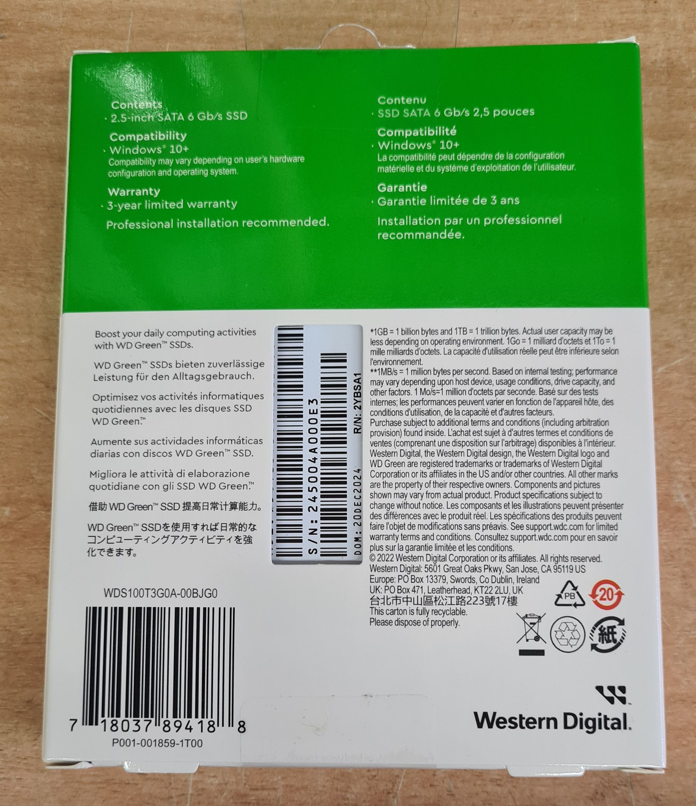 SSD 2.5" 1TB WD Green
