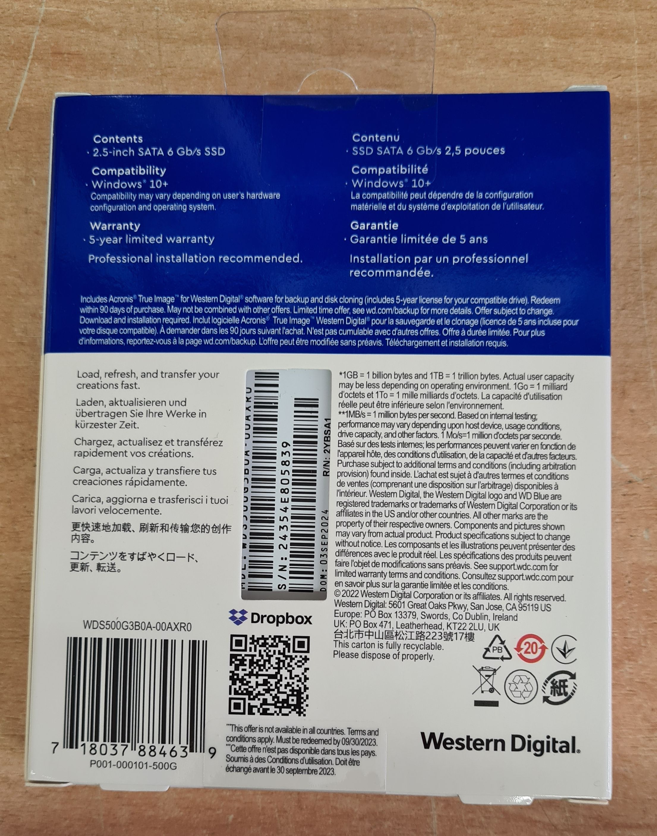 SSD-2.5" 500GB WD Blue SA510