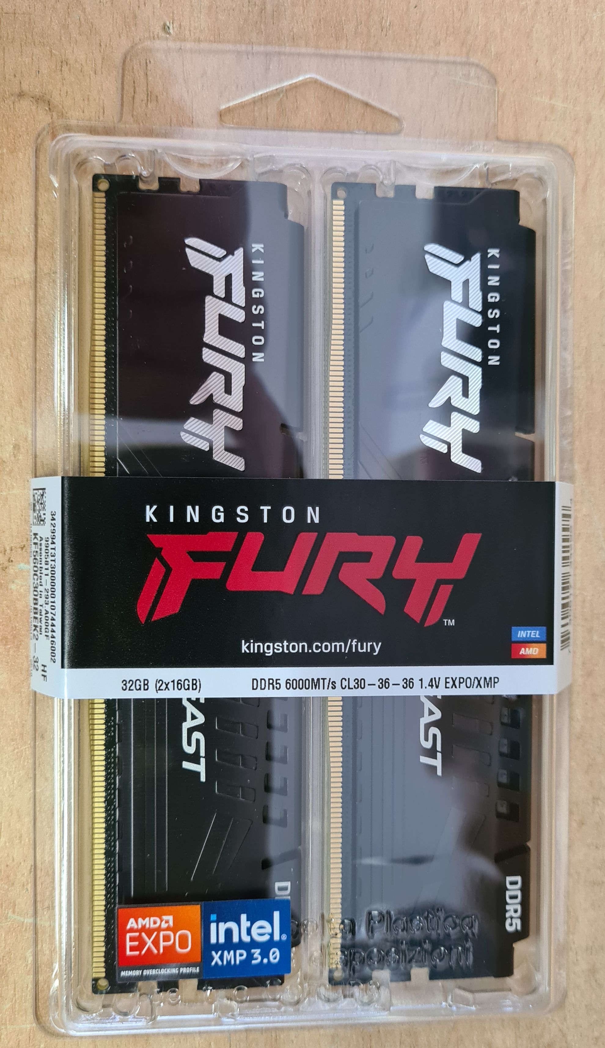 RAM 6000 32GB Kingston FURY Beast (Kit 2x16GB)