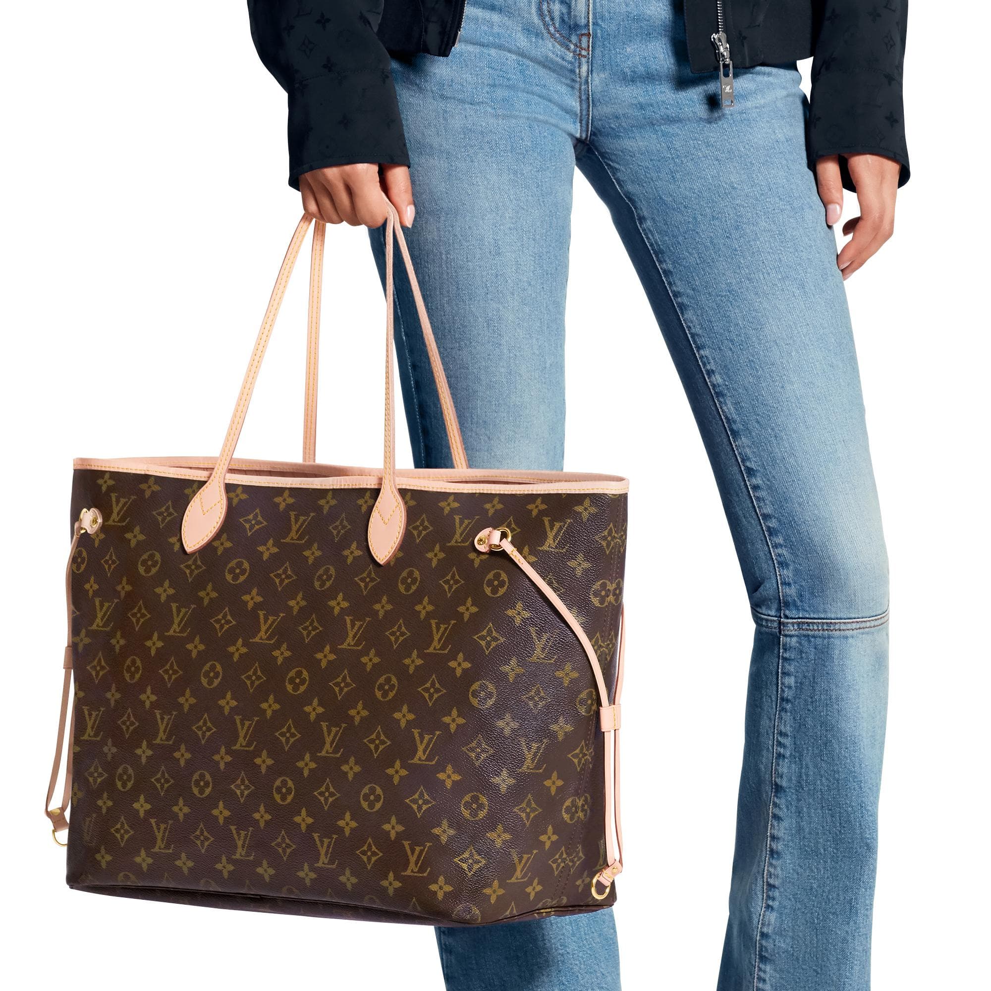 L*V bag Louis Vuitton bag NEVERFULL large handbag color peony pink