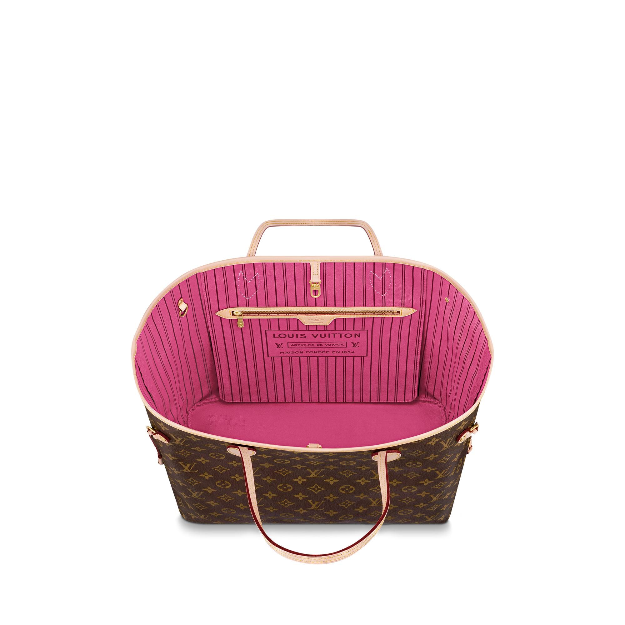 L*V bag Louis Vuitton bag NEVERFULL large handbag color peony pink