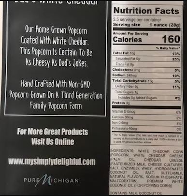 16oz Dad's White Cheddar Popcorn (2 Bags of 8oz Popcorn)