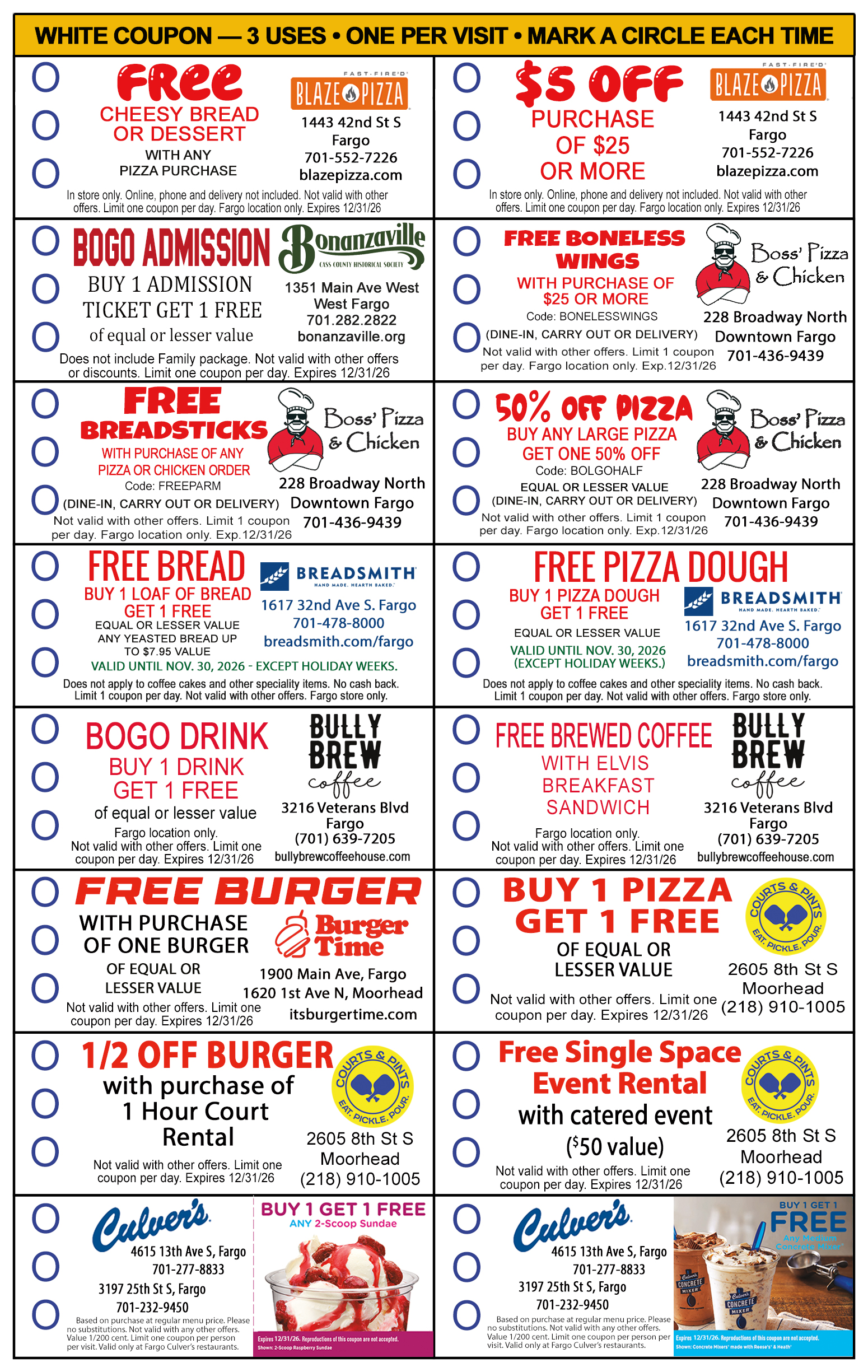Fargo Area Extreme Saver Coupon Book