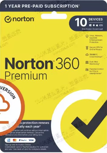 Online Norton 360 Premium 2023 10 Devices 1 Year Key 