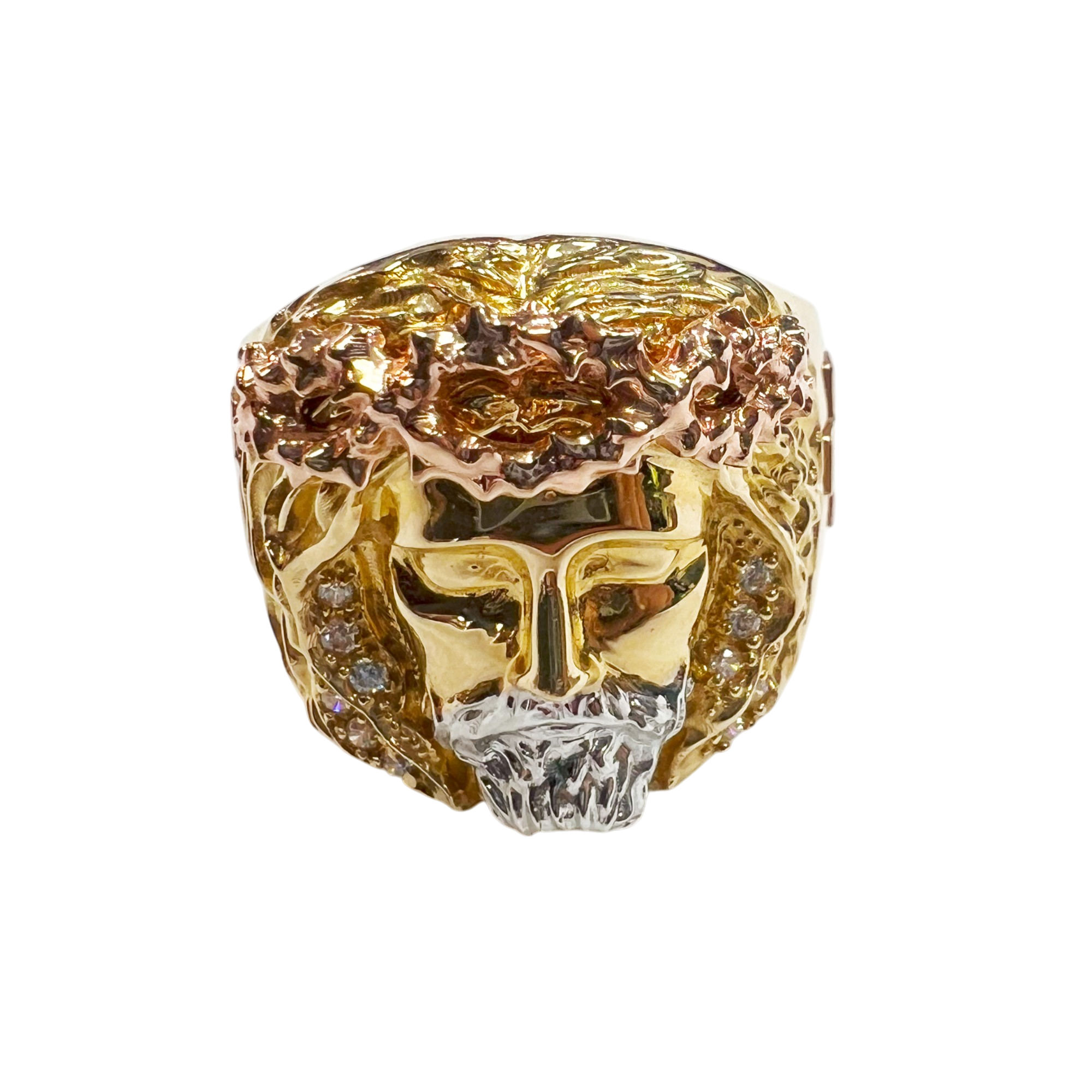 Jesus Ring in Gold with Rose Gold Crown