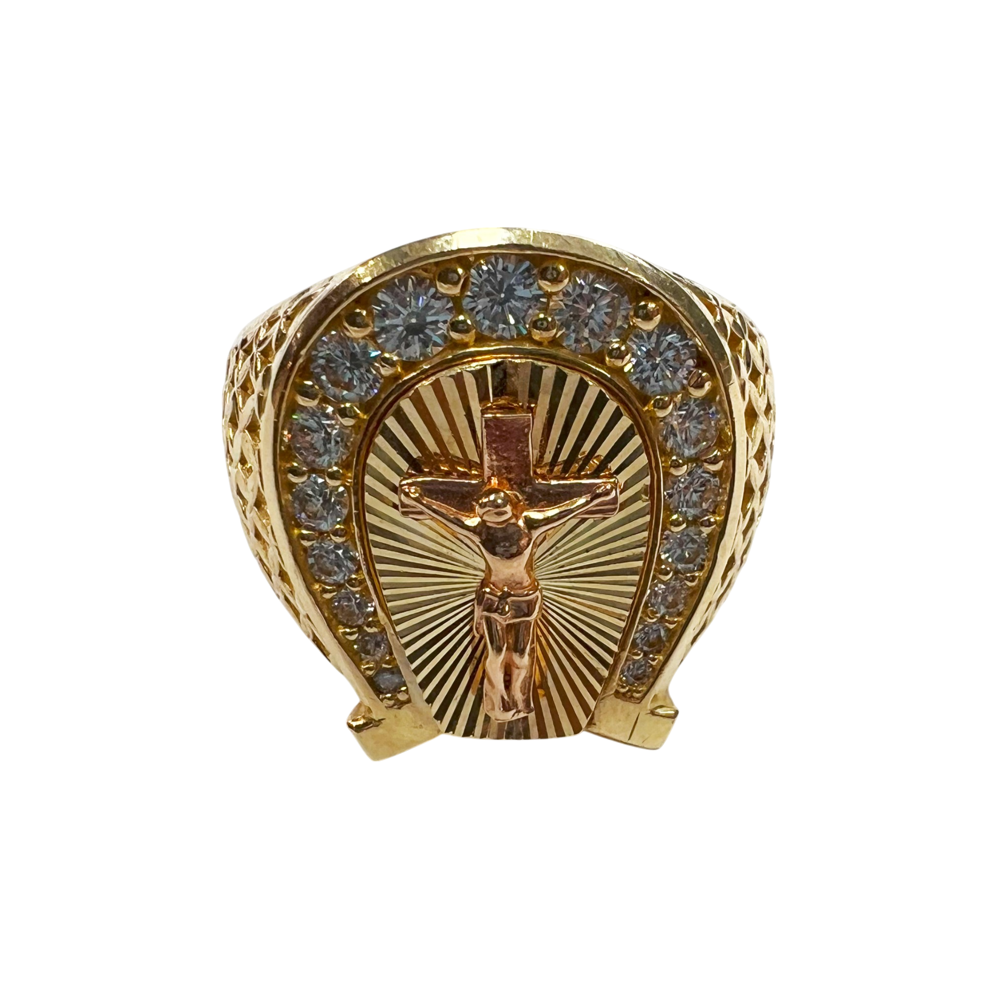 Gold Ring with Zirconia Filled Holy Horseshoe