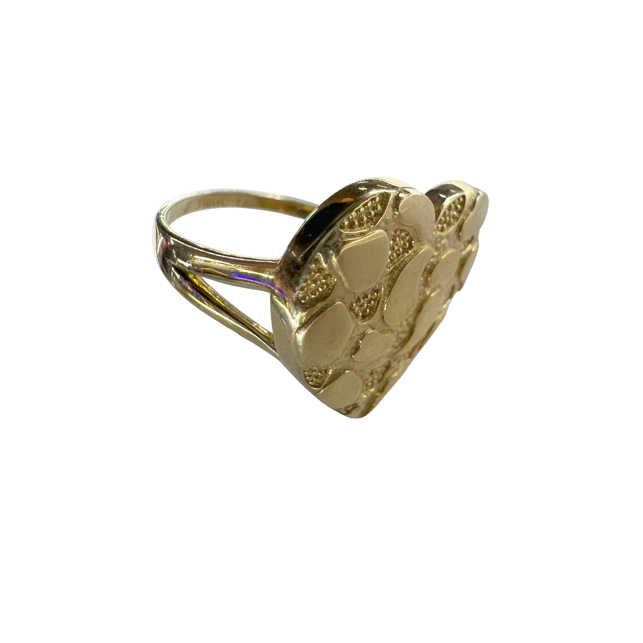 Nugget surfaced Gold Heart Ring.