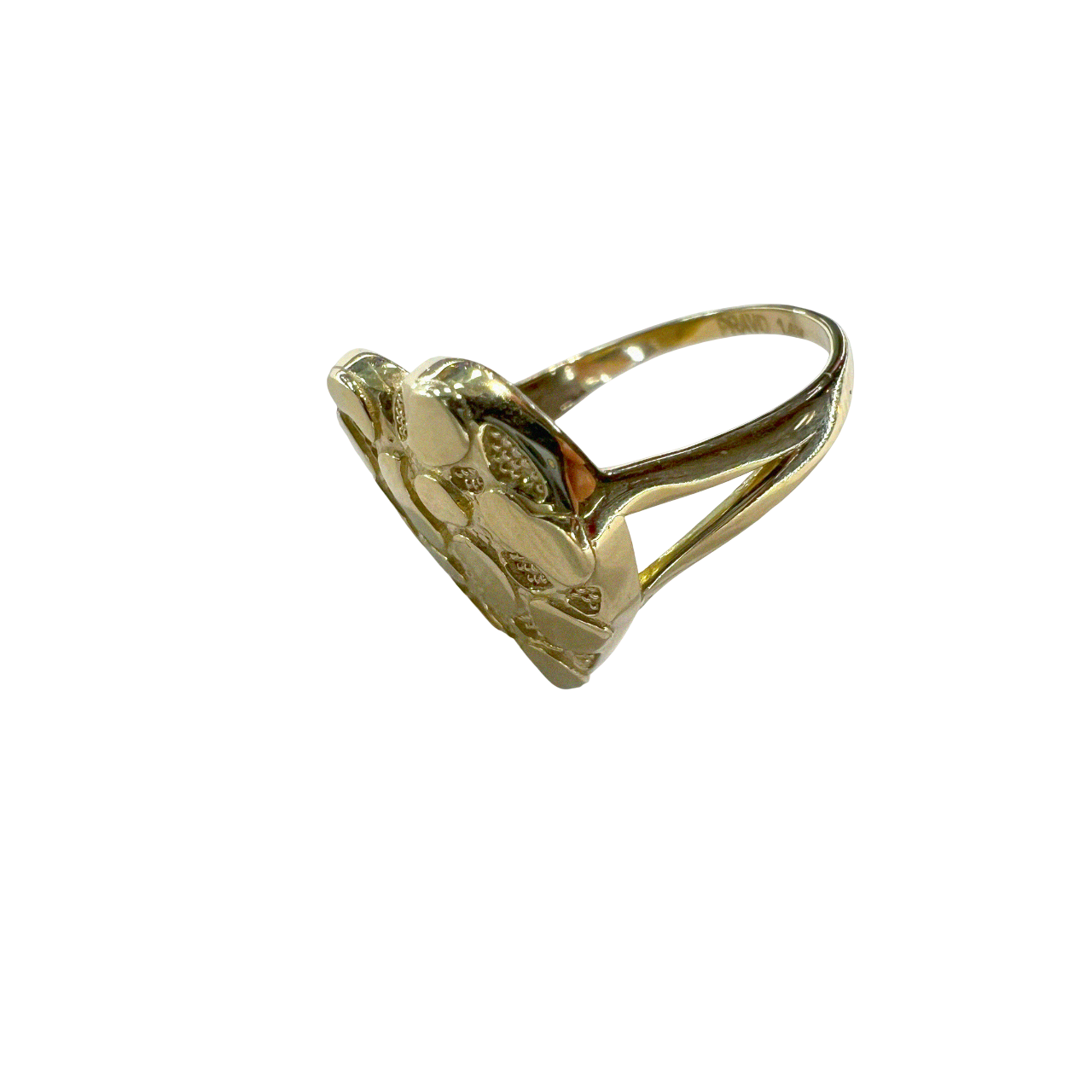 Nugget surfaced Gold Heart Ring.