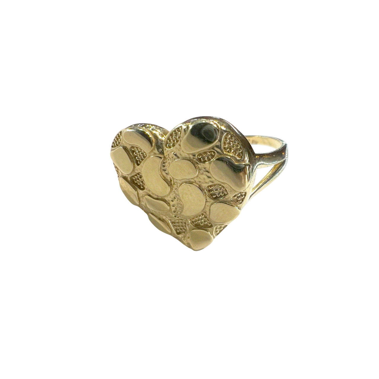 Nugget surfaced Gold Heart Ring.