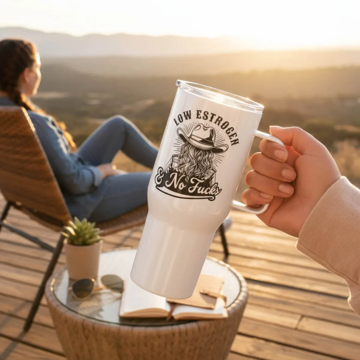 Low Estrogen Cowgirl Travel Mug