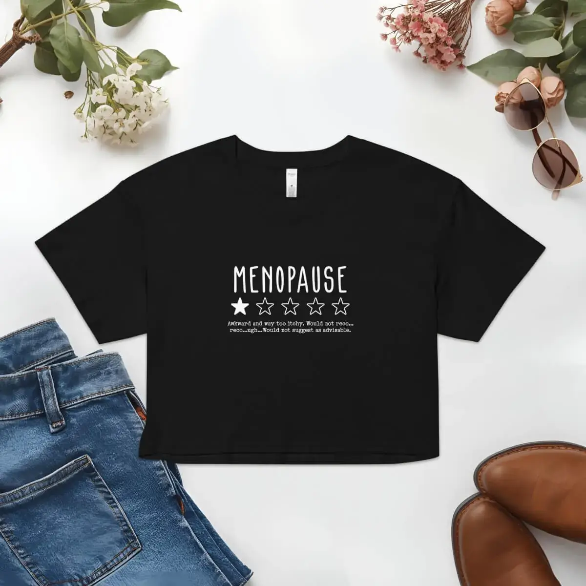 Funny Menopause 1 Star Review Crop Top