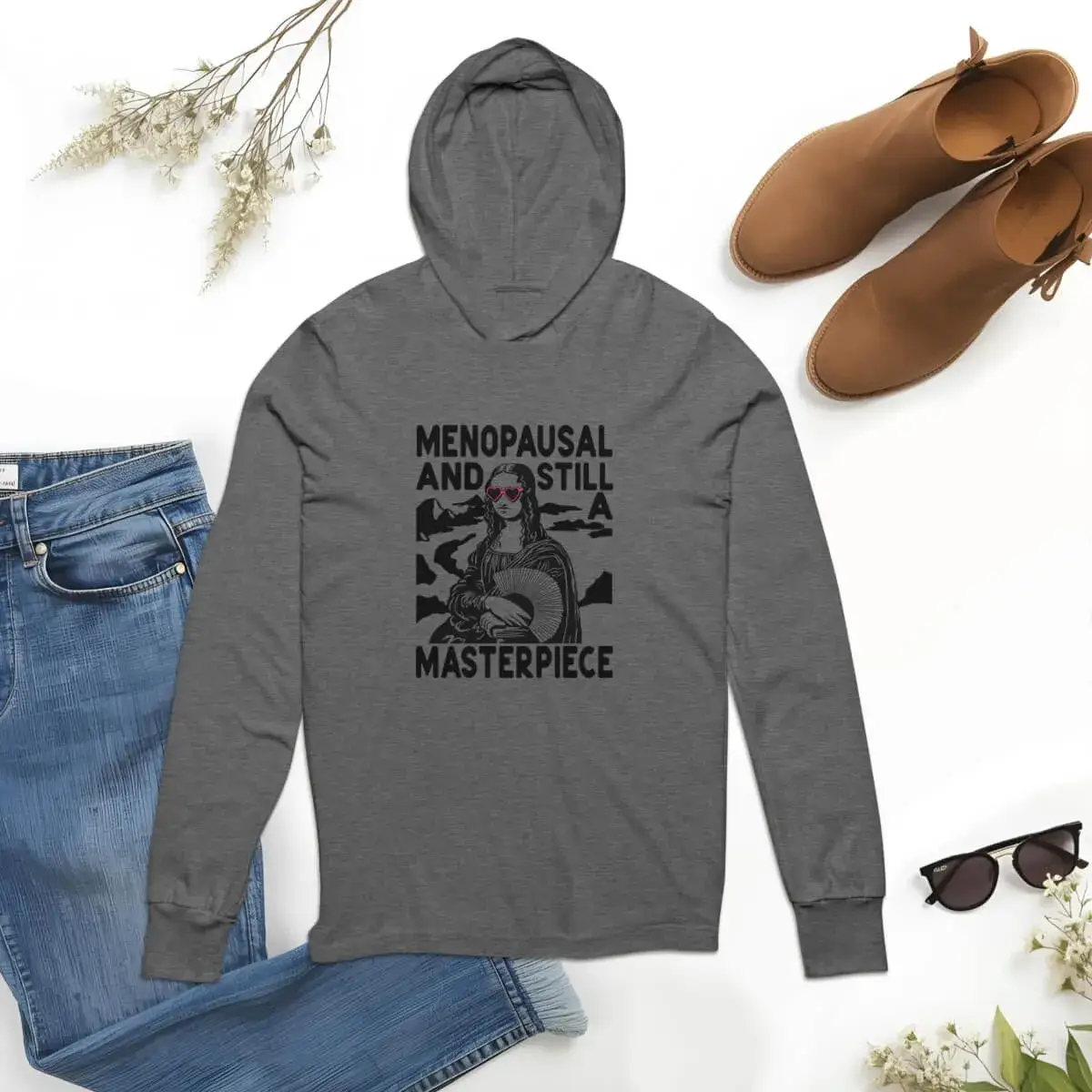 Funny Menopause Mona Lisa Hooded Long-Sleeve Tee 