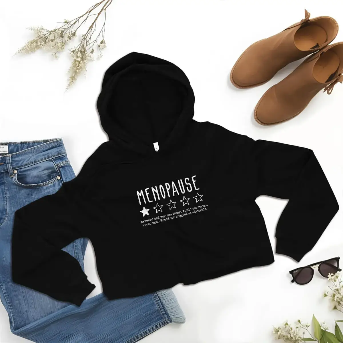 Menopause One Star Review Cropped Hoodie
