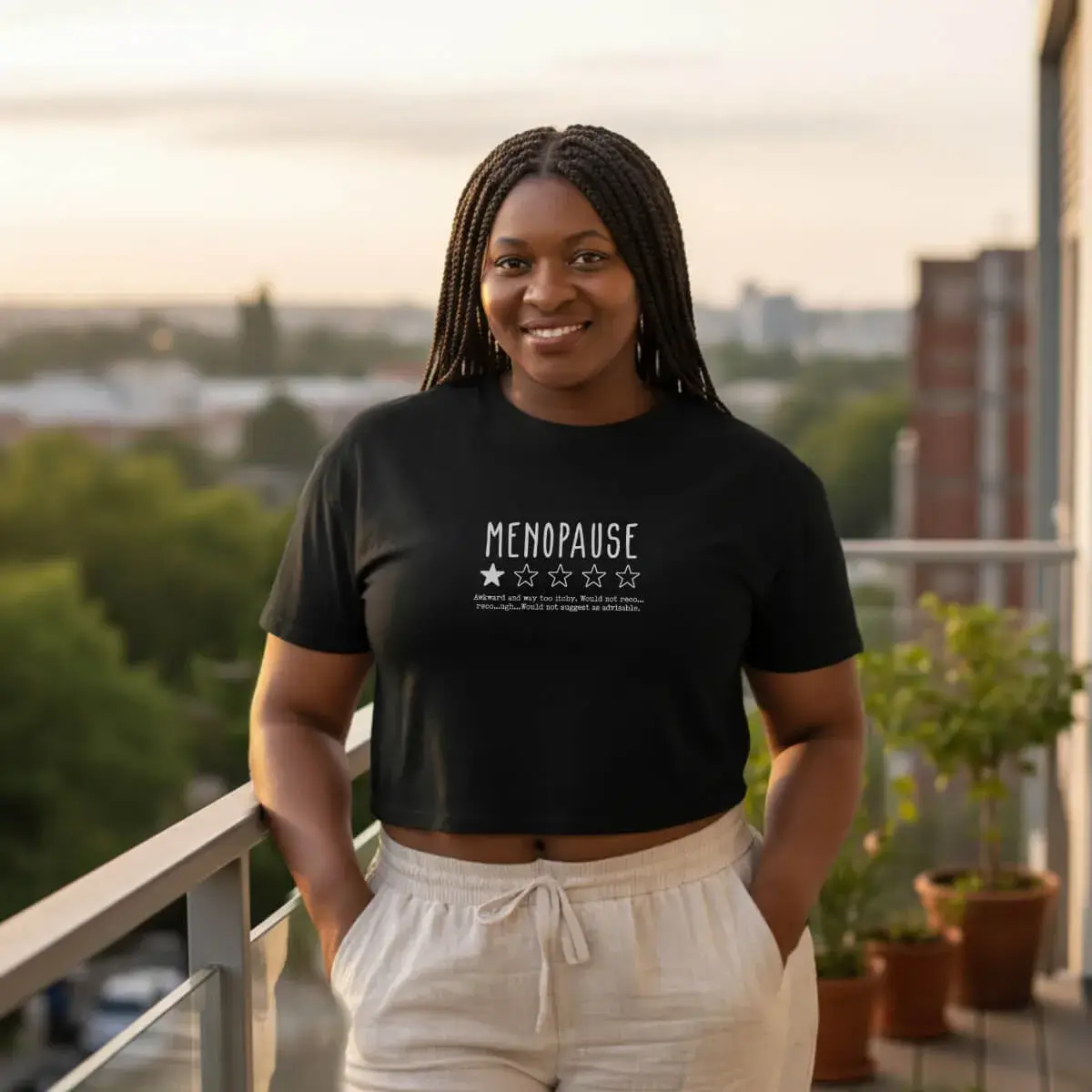 Funny Menopause 1 Star Review Crop Top