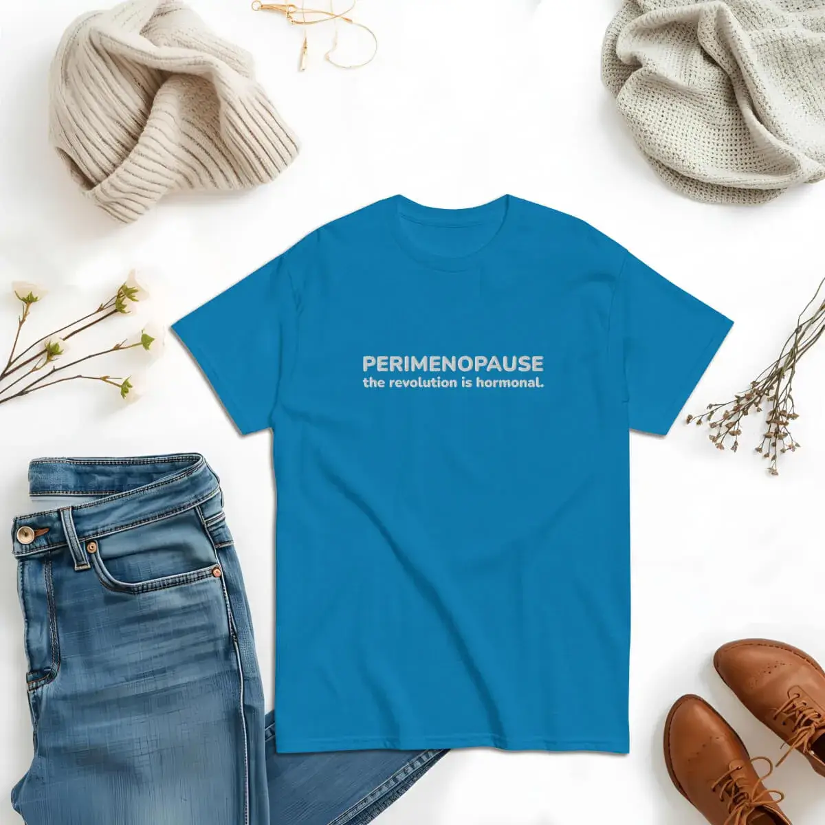 Embroidered Perimenopause The Revolution Is Hormonal T-shirt