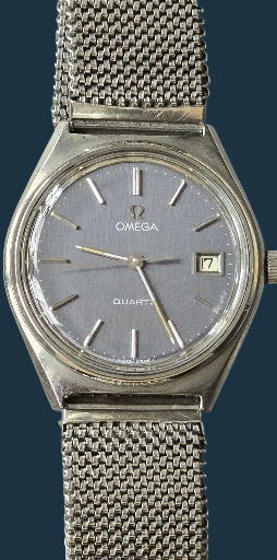 Omega Quartz Stainless Steel Grey Dial Wristwatch Cal. 1370 Ref. 196.0122