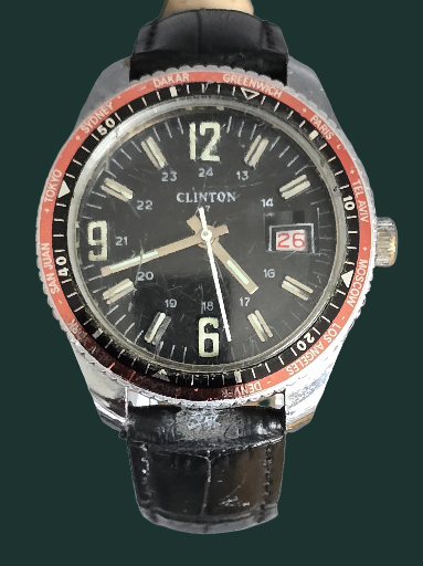 Vintage Clinton Hand Winding World Timer Wristwatch