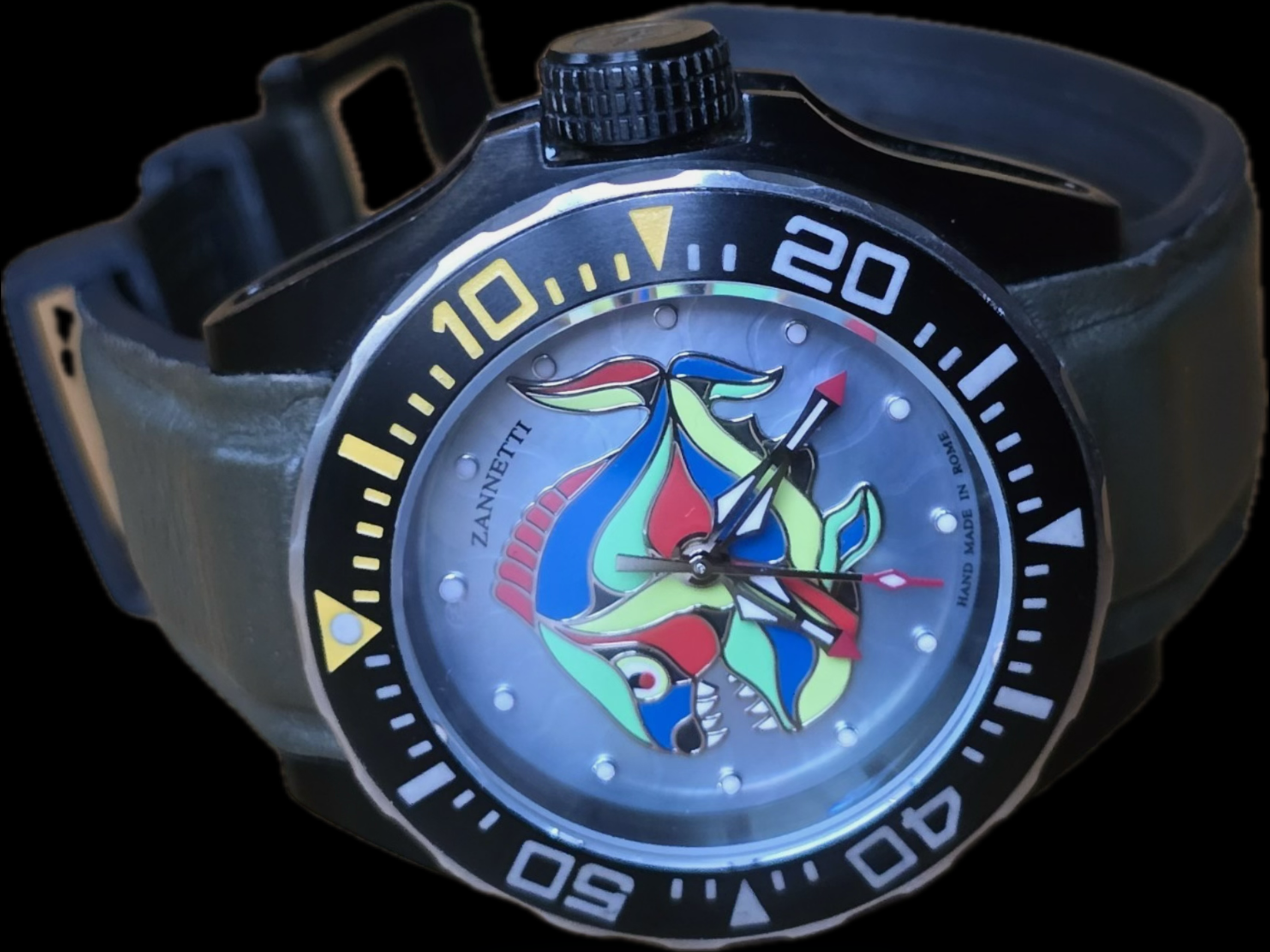Zanetti Automatic Mother Of Pearl Dial Scuba Art Piranha Watch