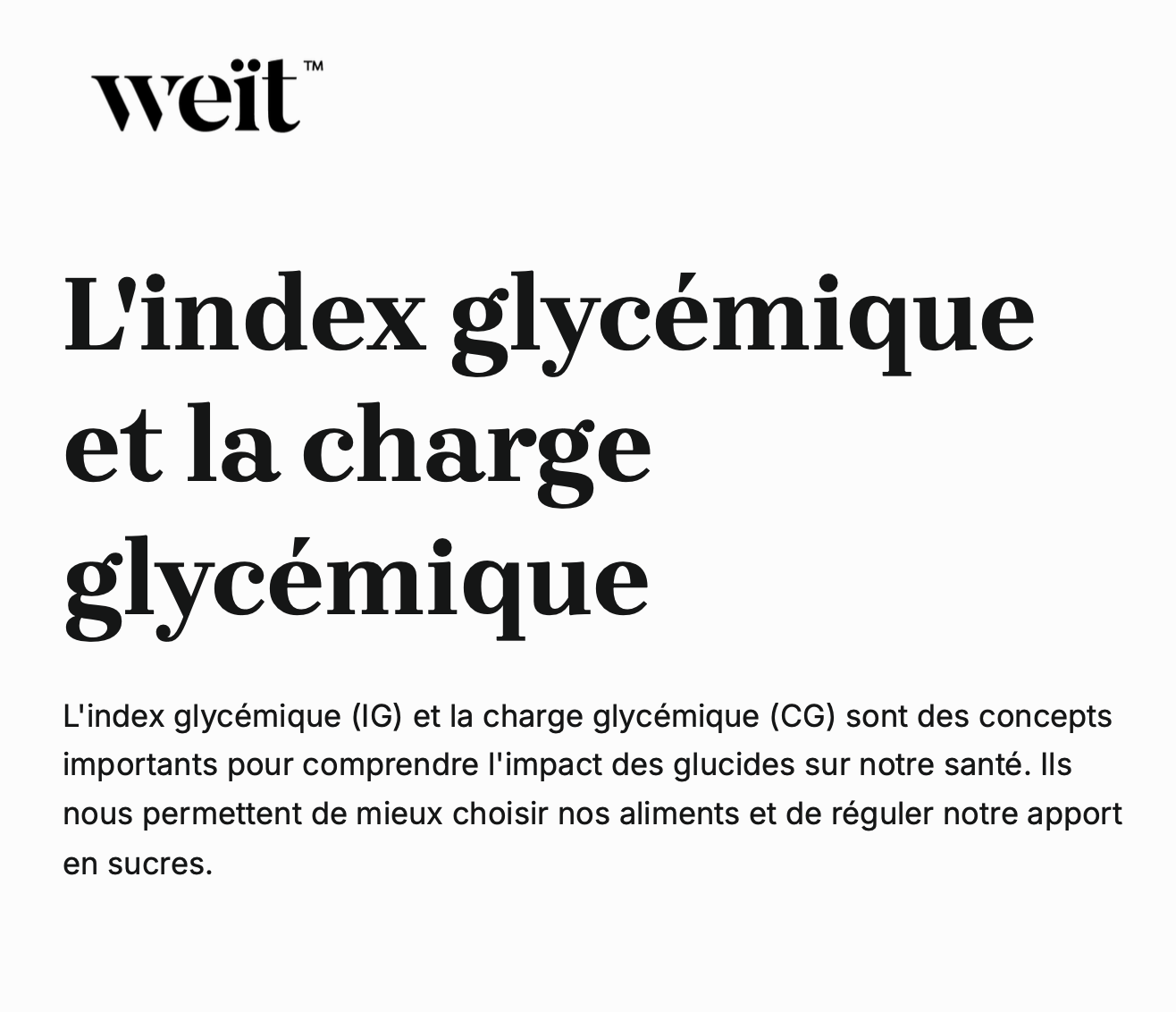 L'index glycémique