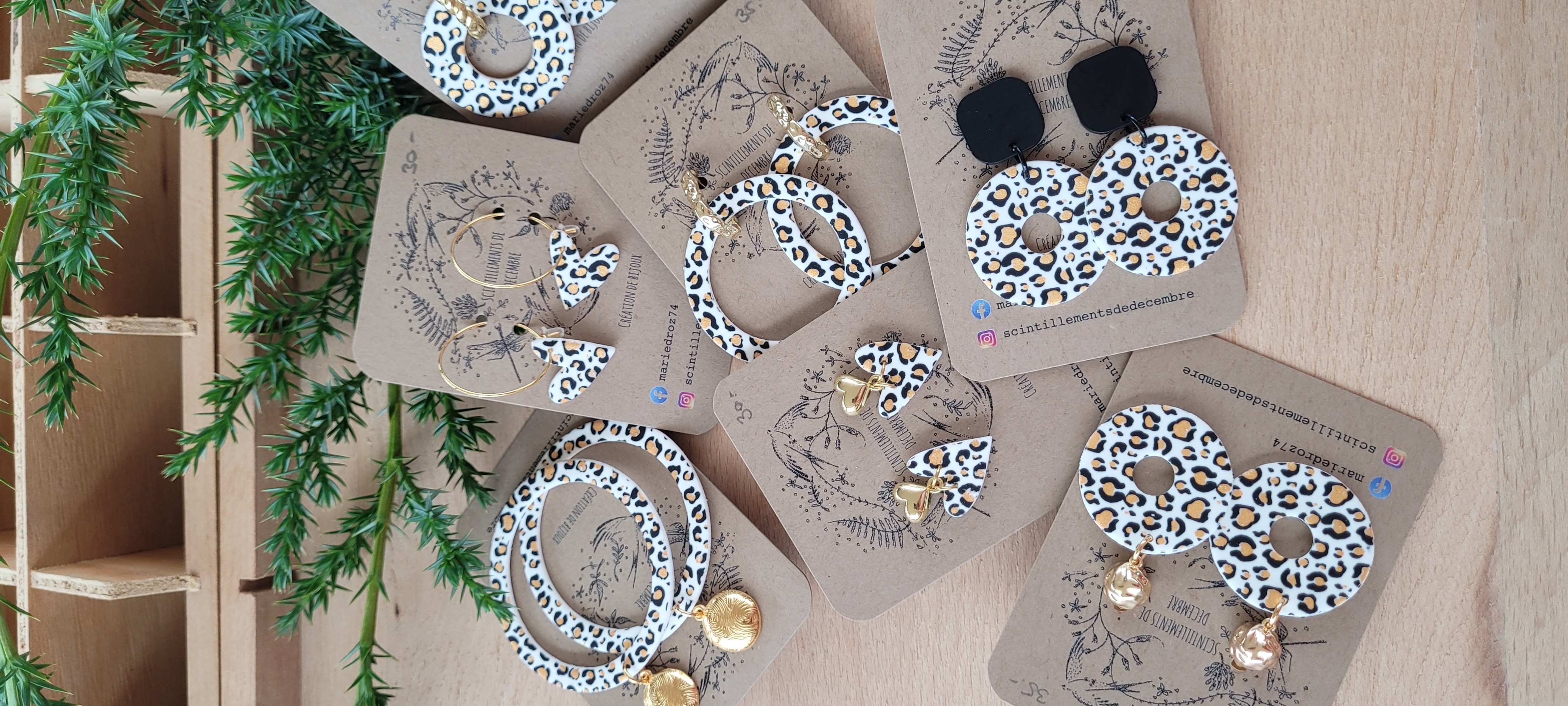 Boucles d'oreilles en résine léopard