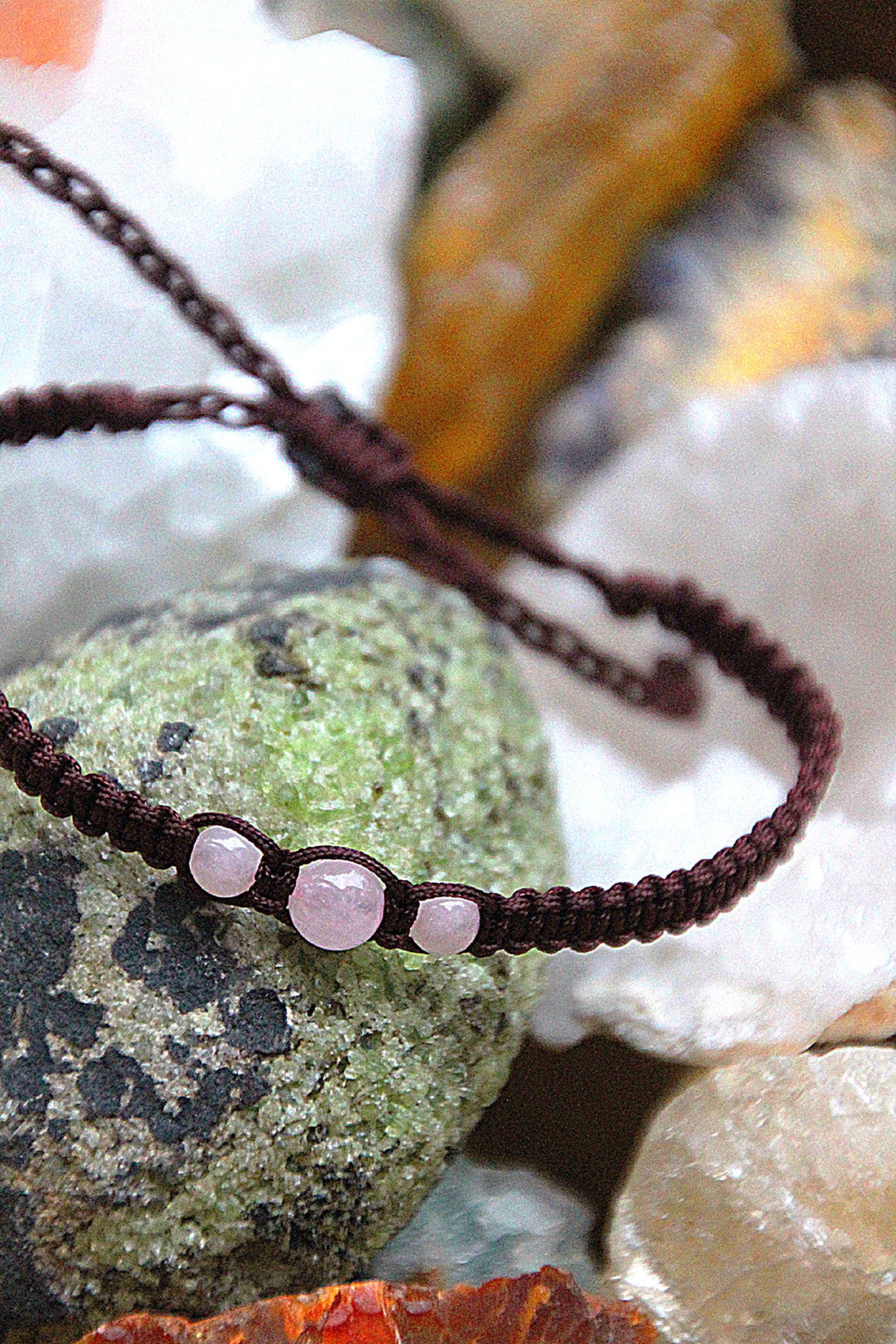 Rosenquarz - Makramee Armband