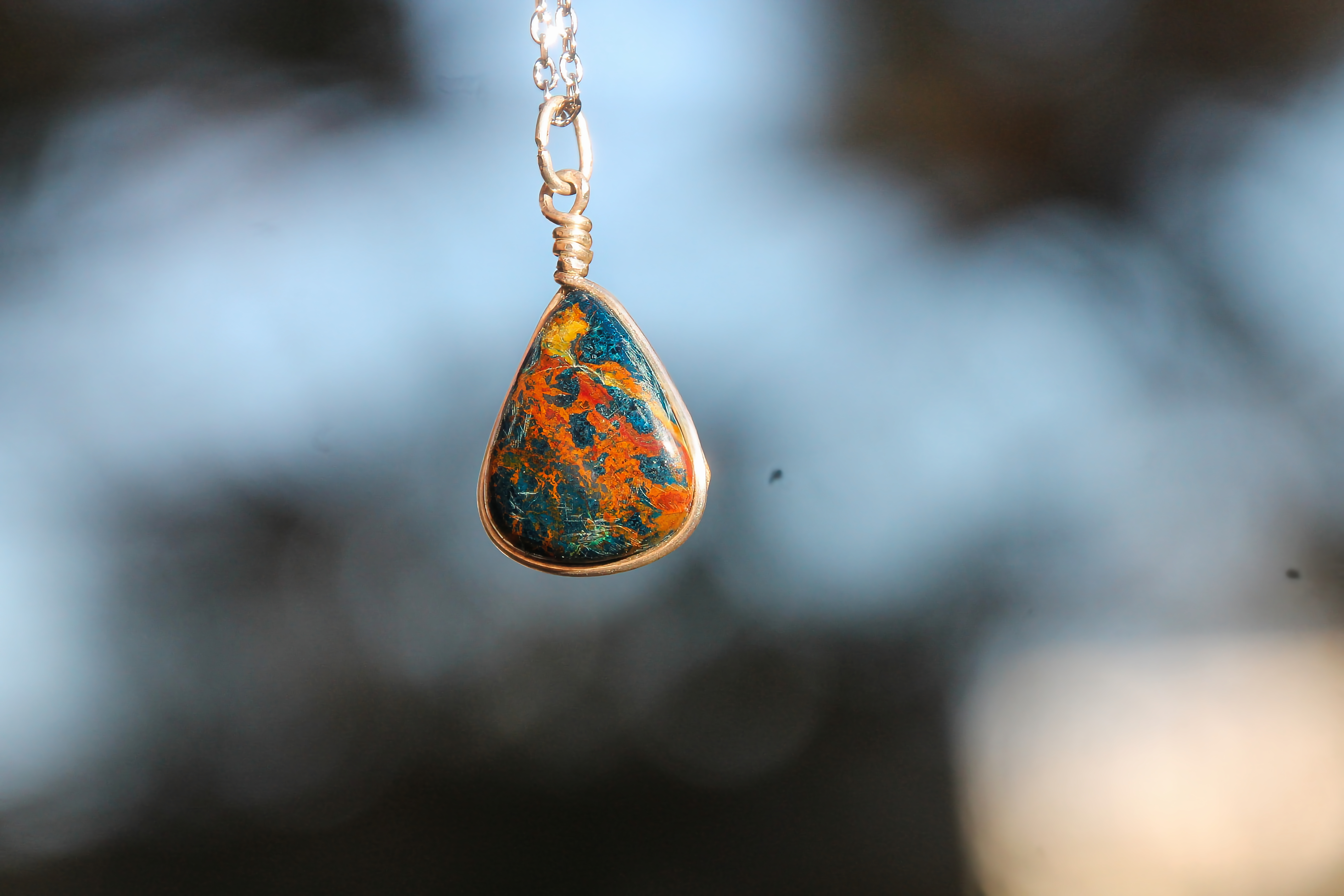 Azurit-Türkis Halskette