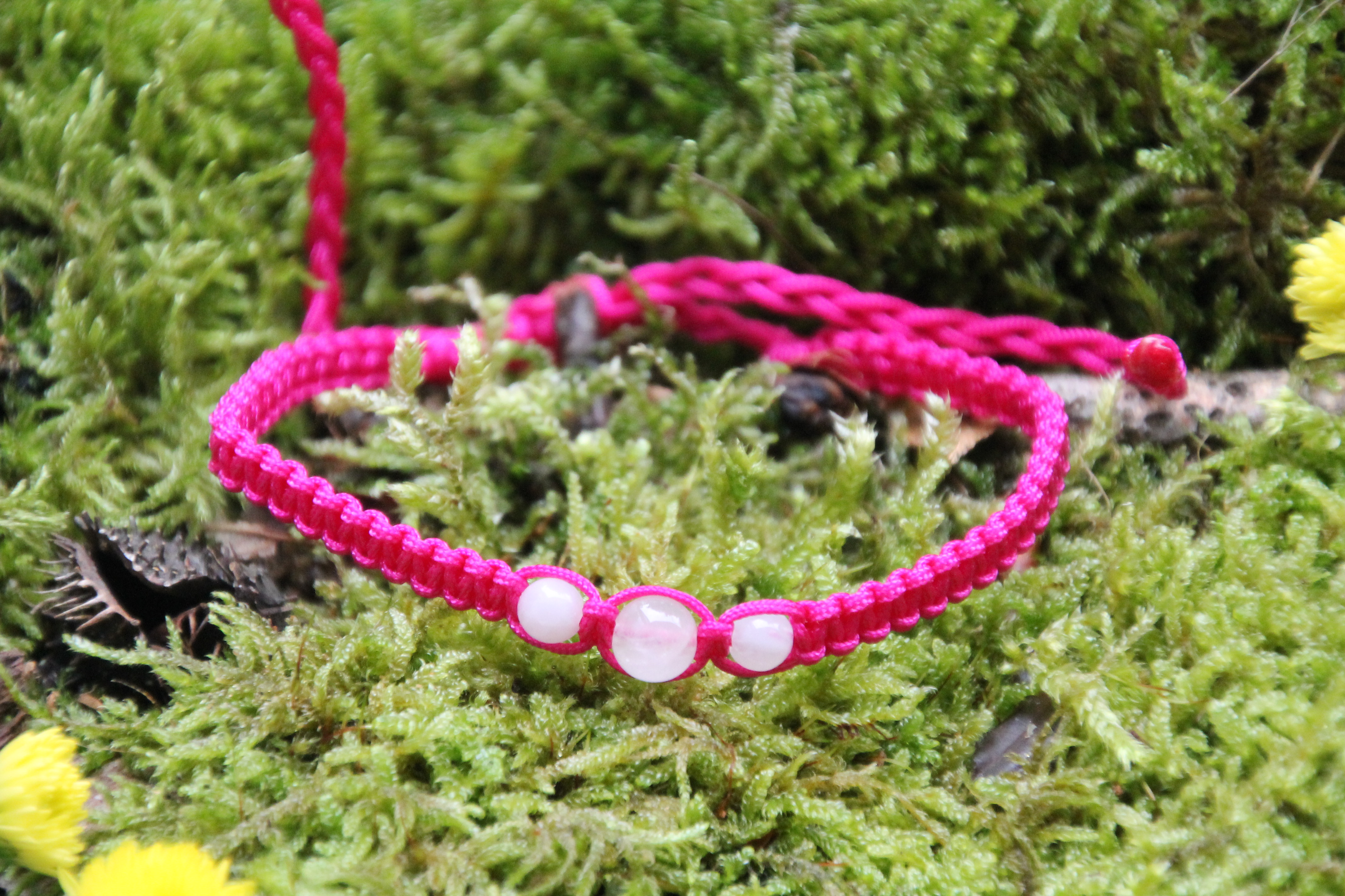 Rosenquarz - Makramee Armband