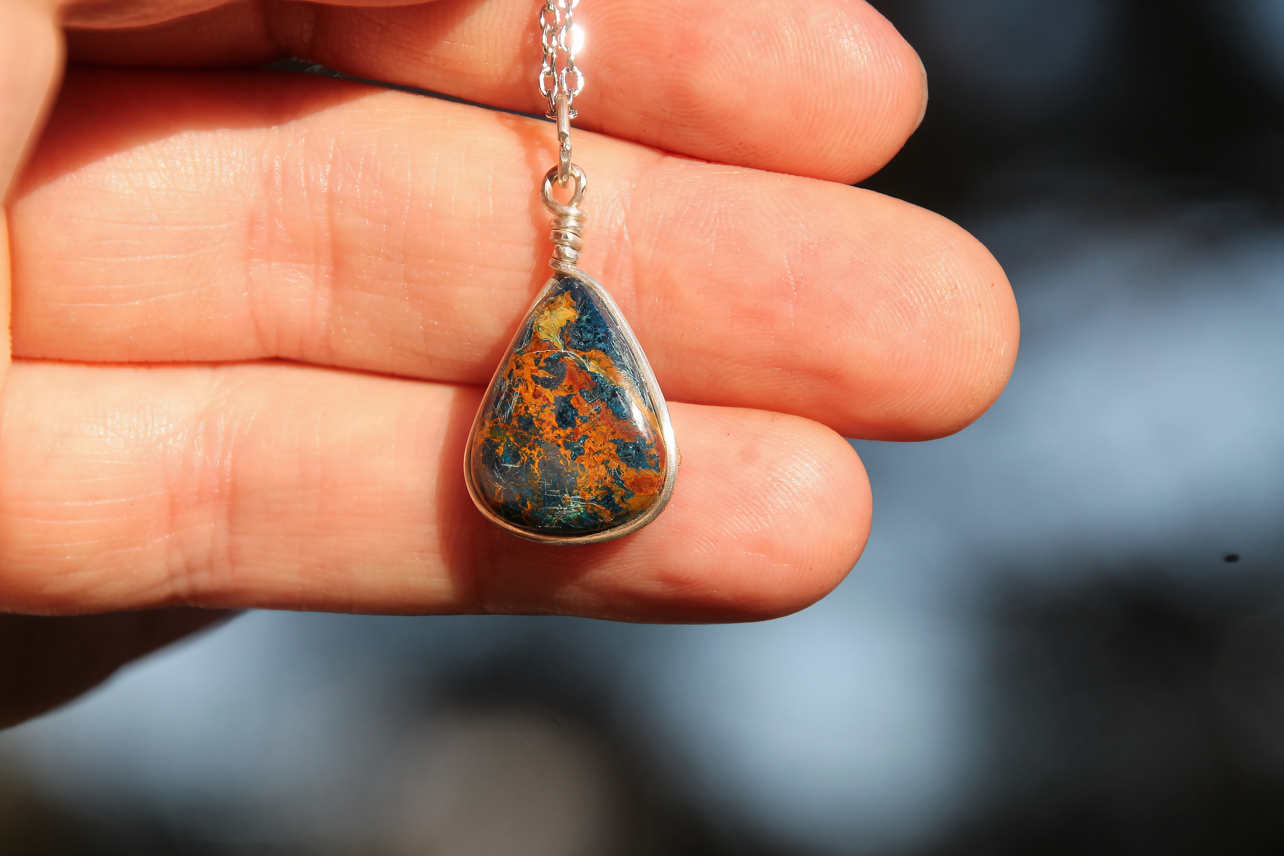 Azurit-Türkis Halskette