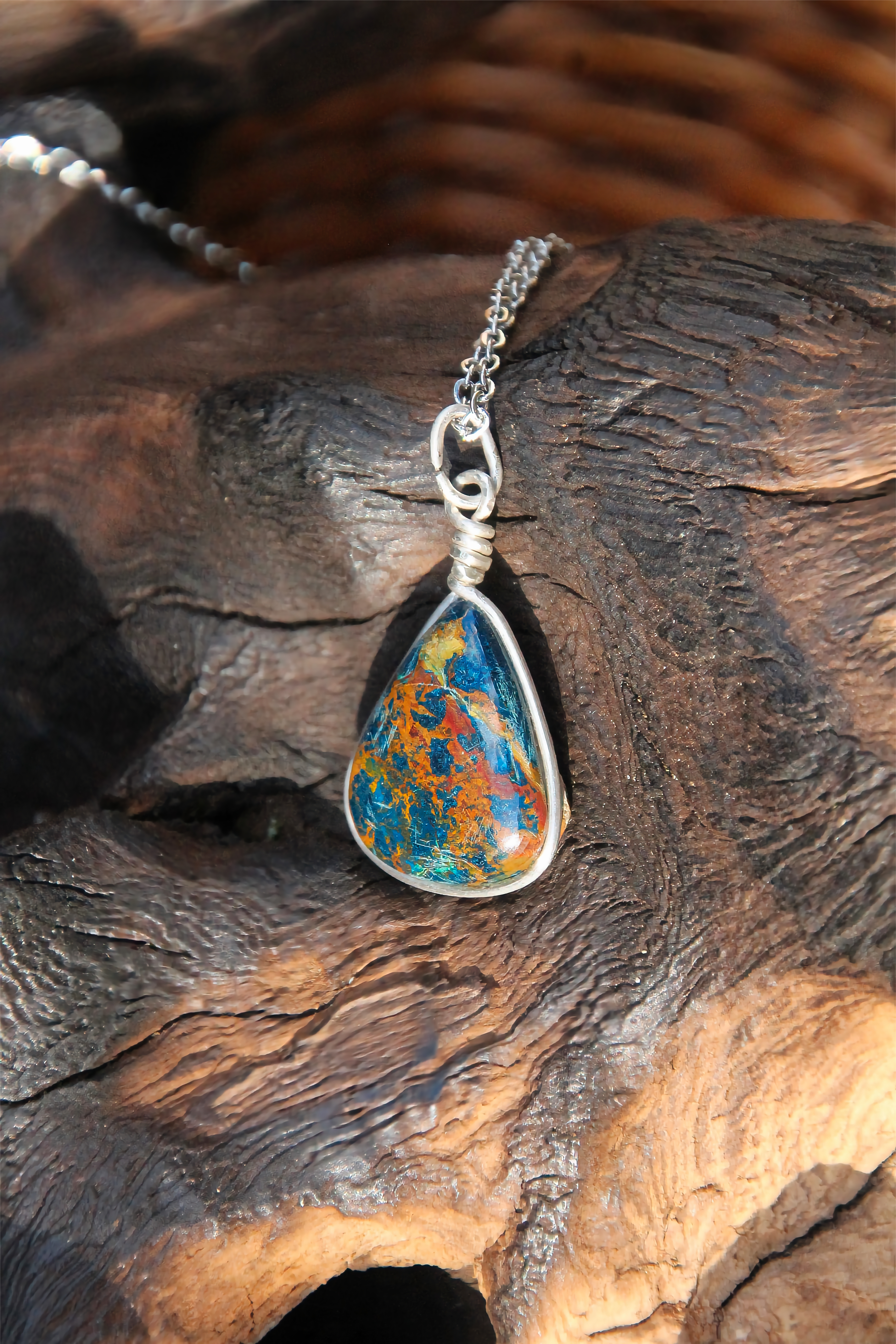 Azurit-Türkis Halskette