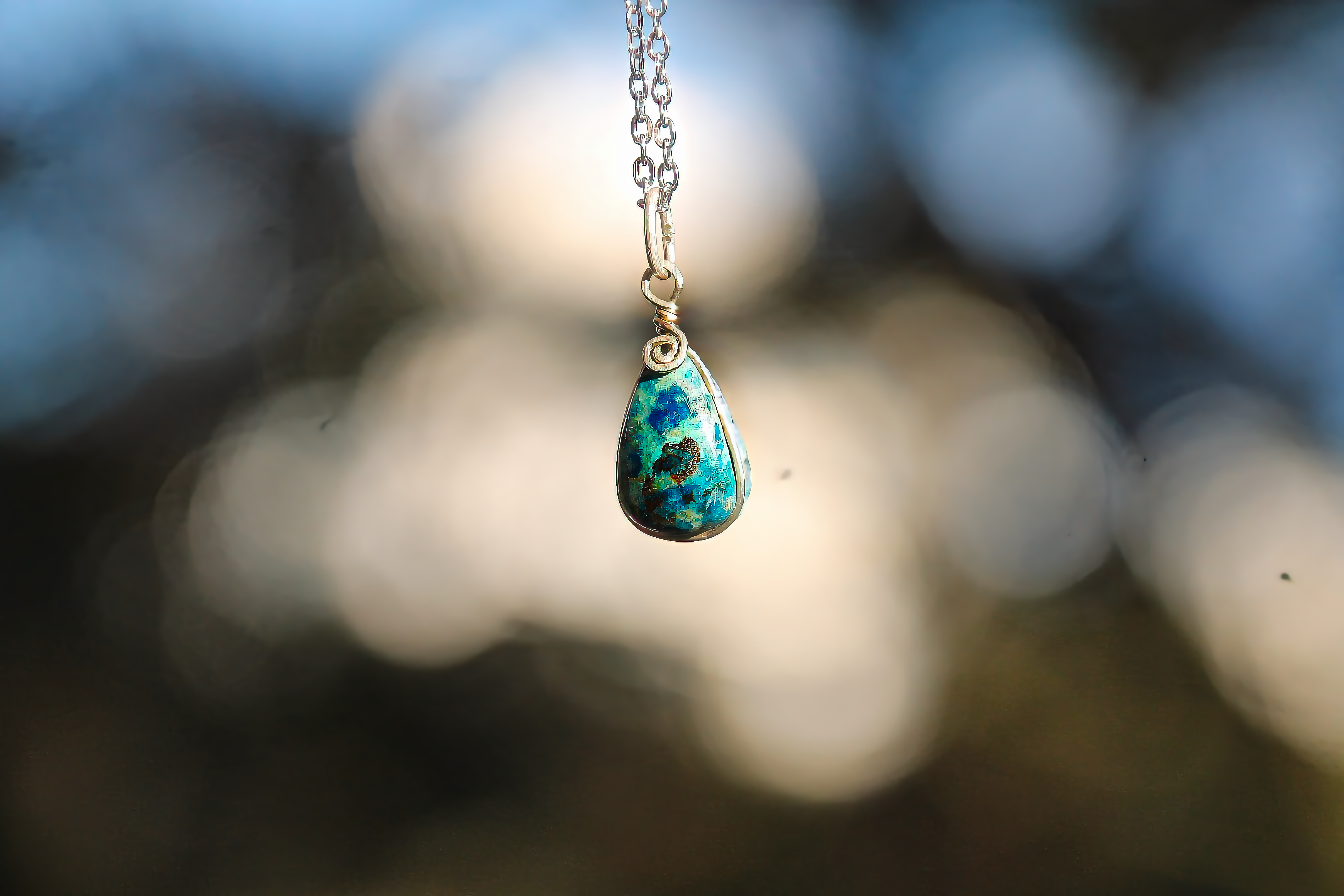 Azurit-Türkis Halskette