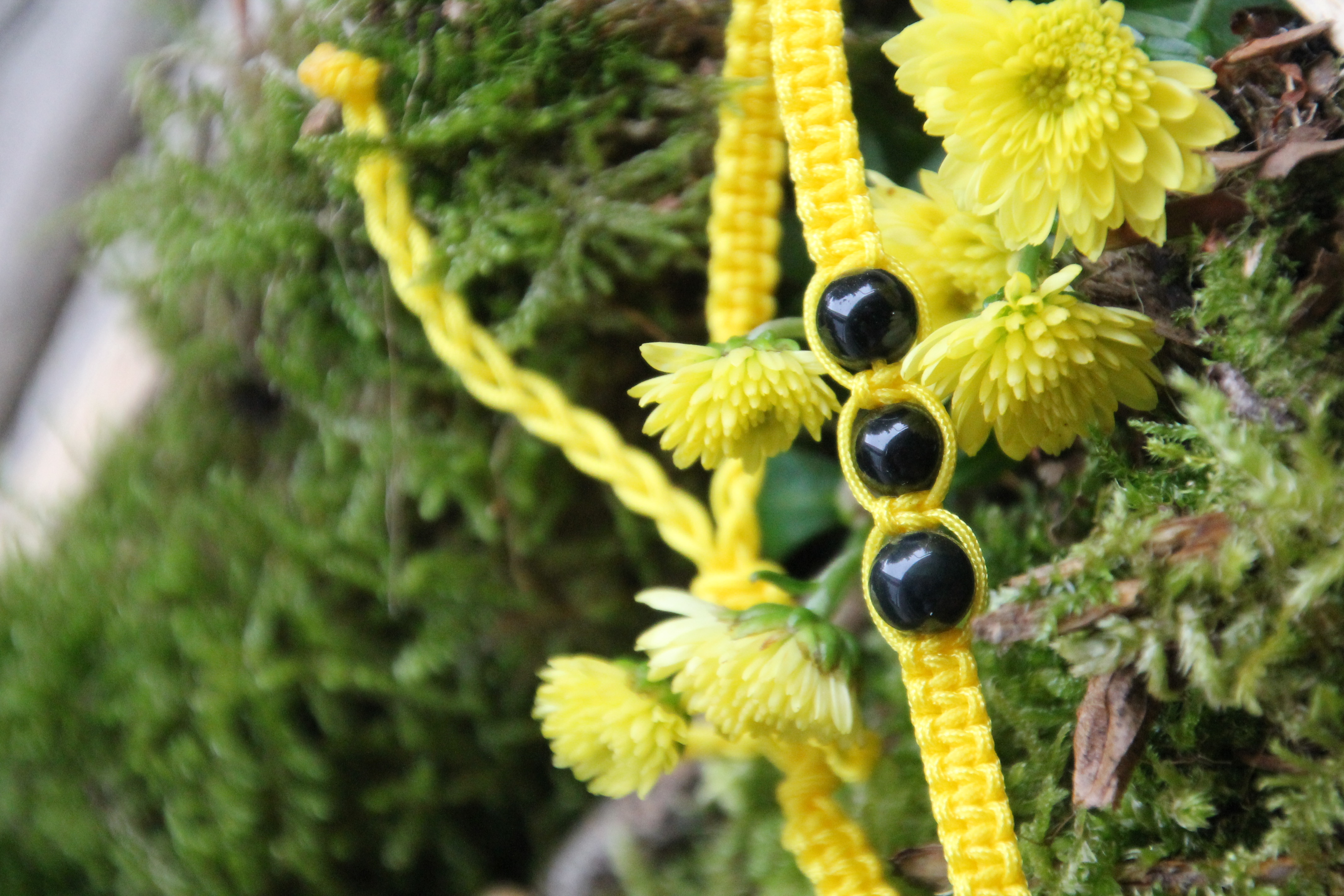 Obsidian - Makramee Armband